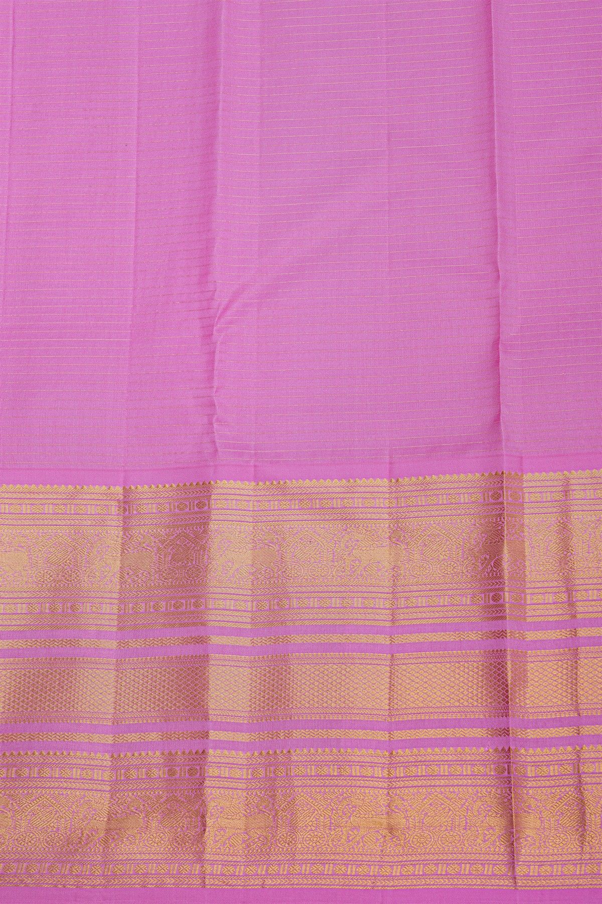 Kancheepuram Silk Lavender Saree With Zari Checks Body Self Border