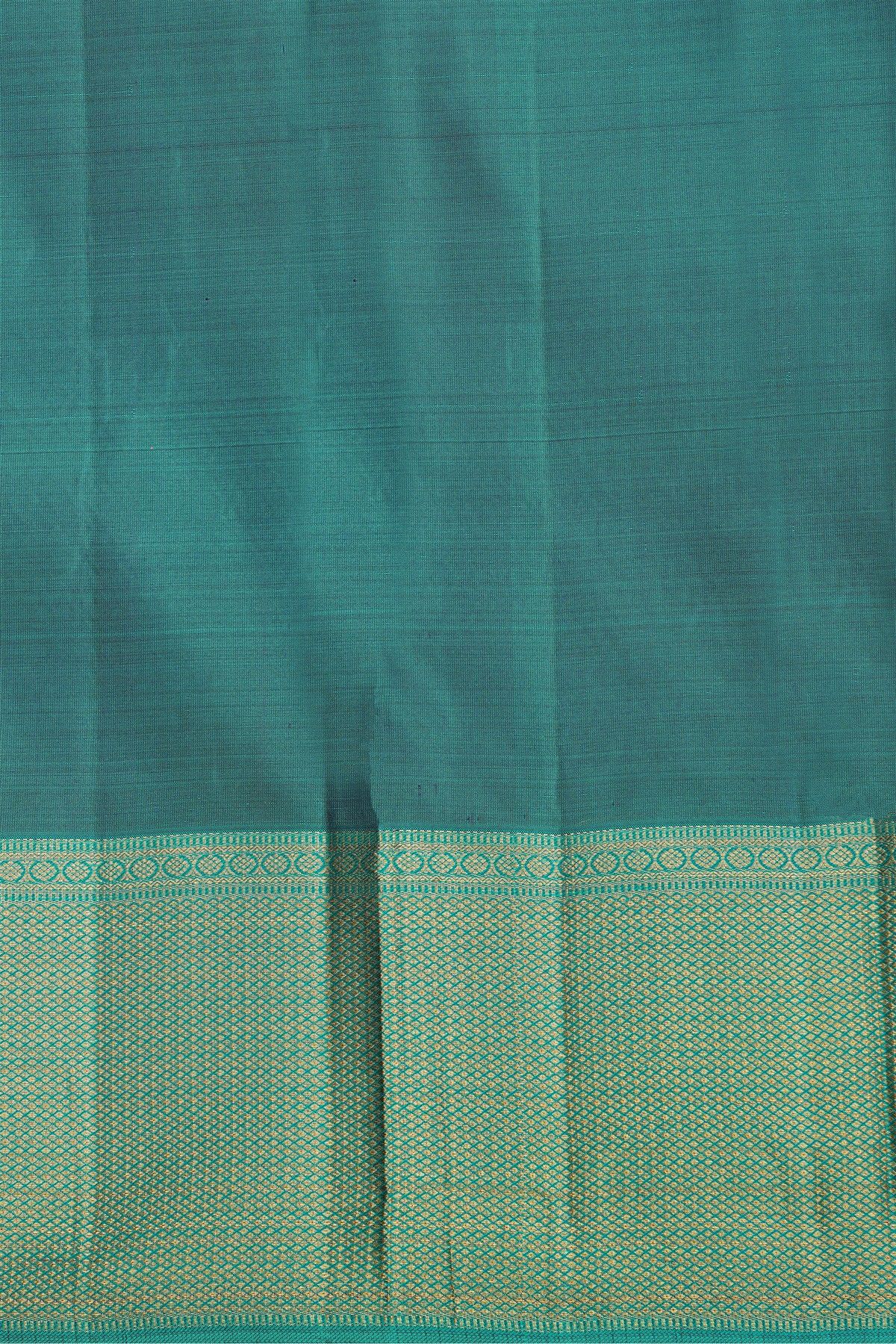 Kancheepuram Silk Navy Blue Saree With Floral Brocade Pallu
