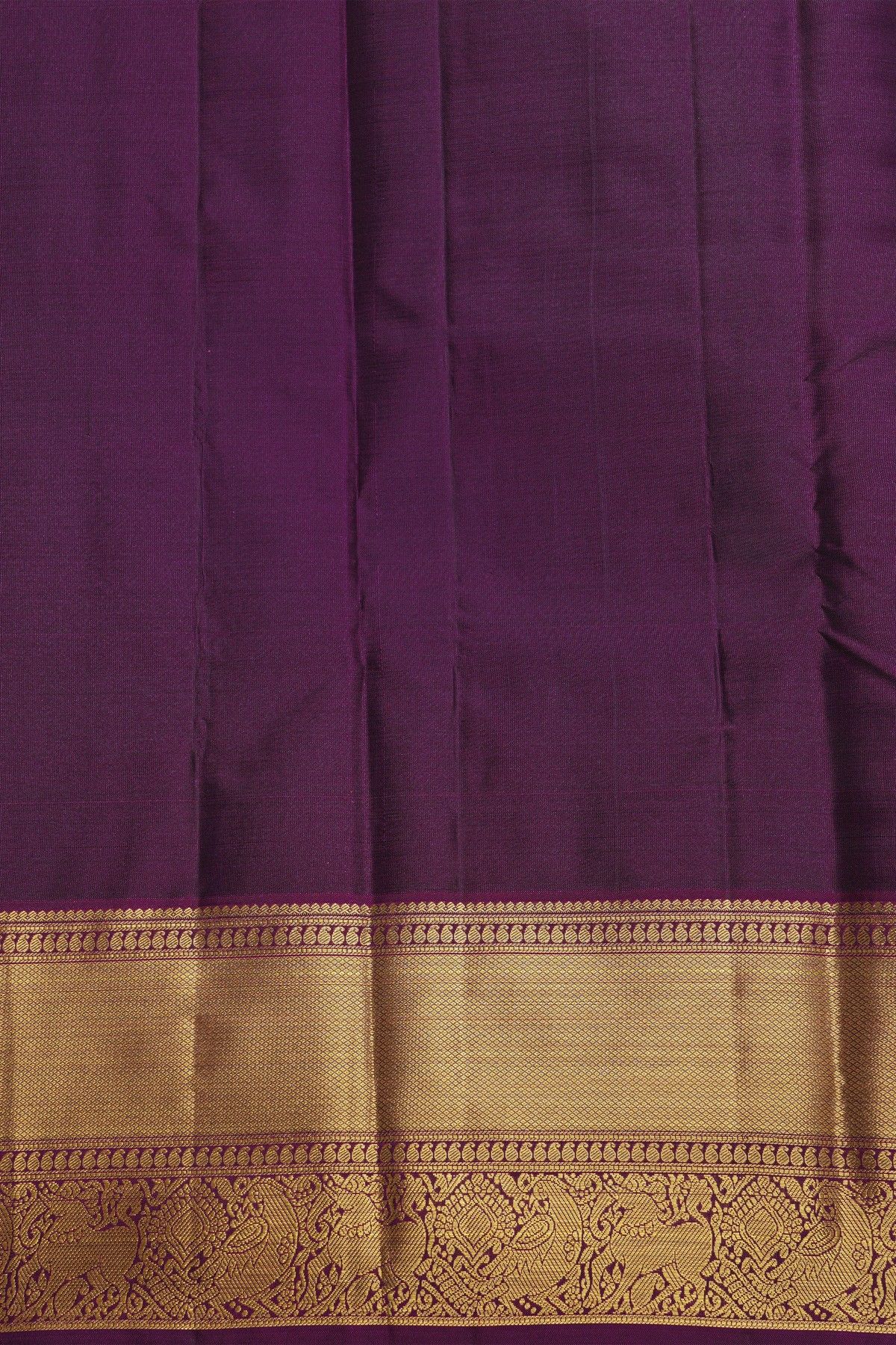 Kancheepuram Silk Purple Saree With Florals Body Self Kaddi Border
