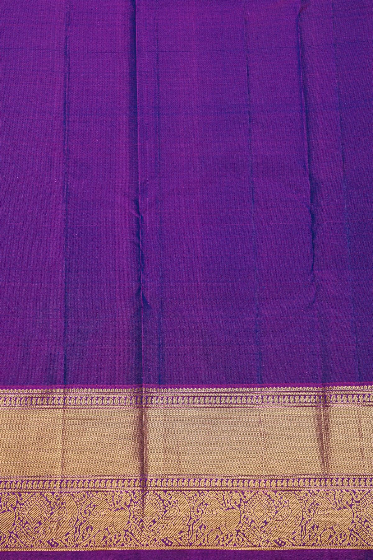 Kanchipuram Silk Royal Blue Saree With Peacock Buttis Body Kaddi Border