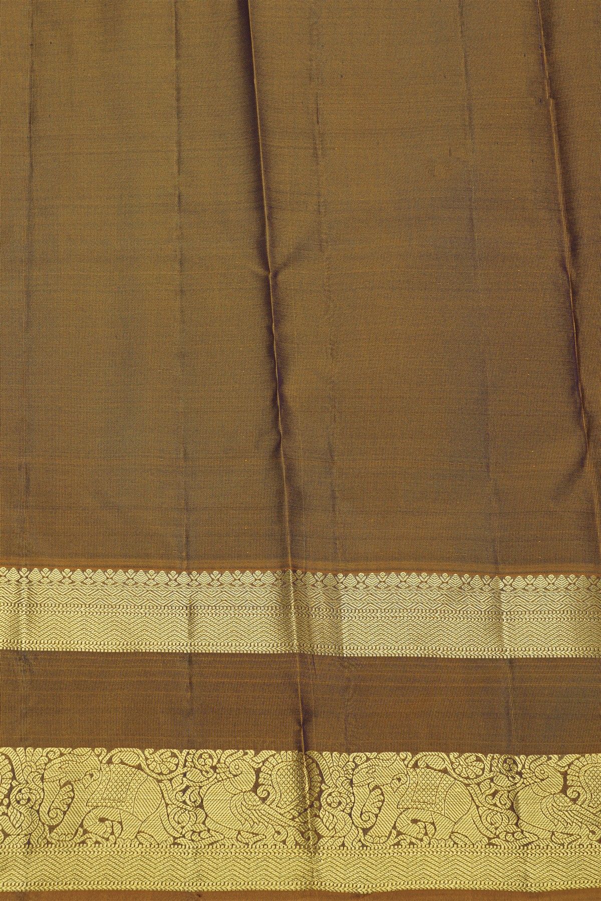 Kancheepuram Silk Purple Saree With Peacocks And Elephant Body Gap Border