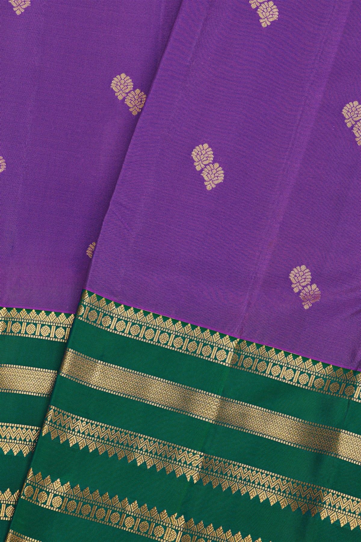 Kancheepuram Silk Purple Saree With Kaddi Gap Border
