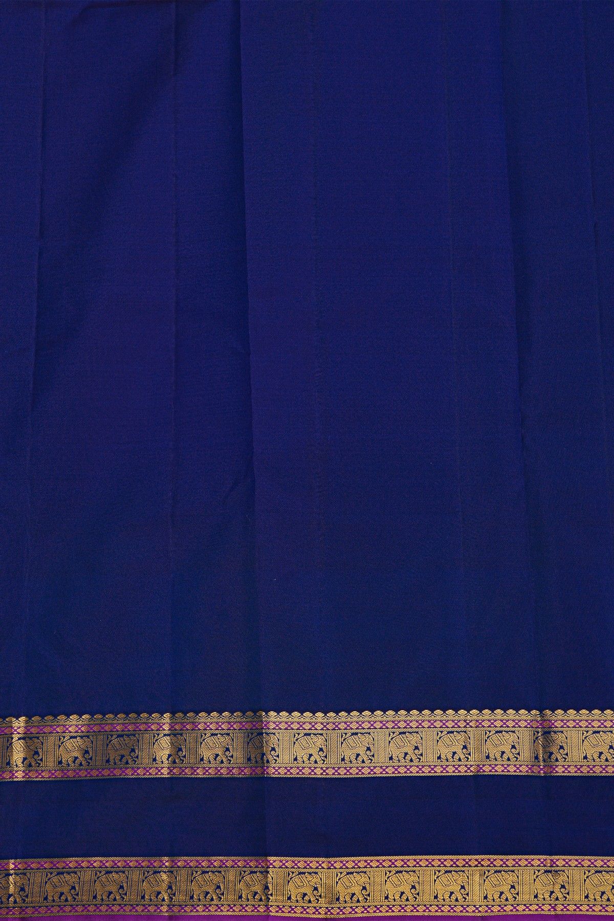 Kancheepuram Silk Royal Blue Saree With Floral Buttis Body Traditional Gap Border