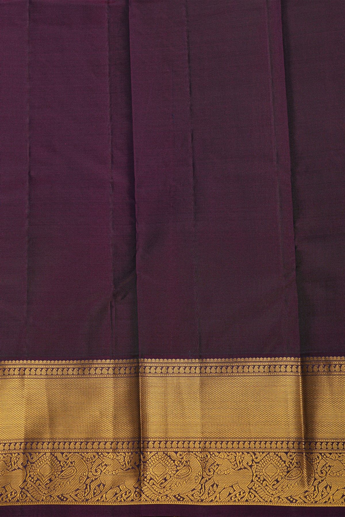 Kancheepuram Silk Mehendi Green Saree With Florals And Animals Border