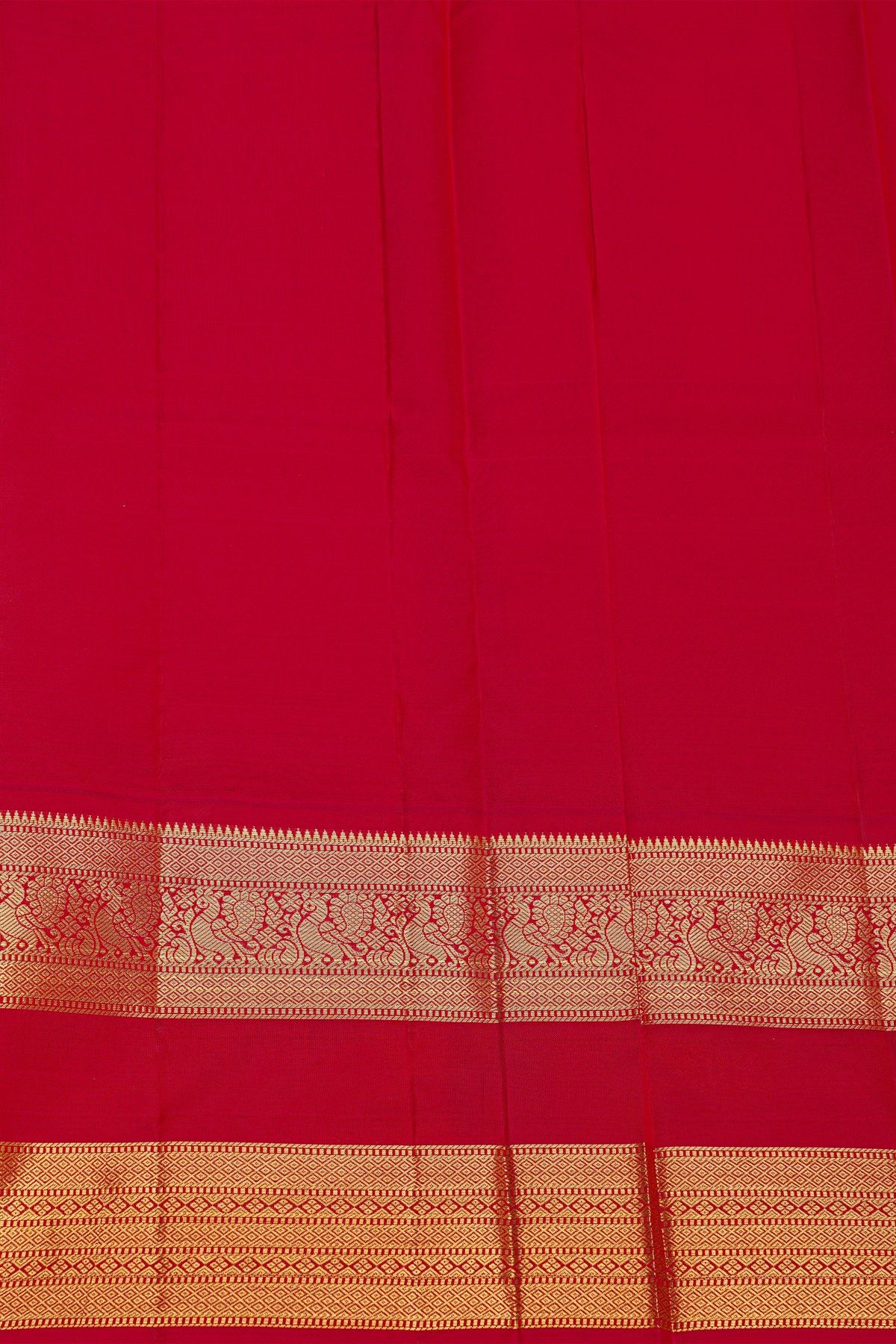 Kancheepuram Silk Royal Blue Saree With Florals And Peacocks Traditional Gap Border