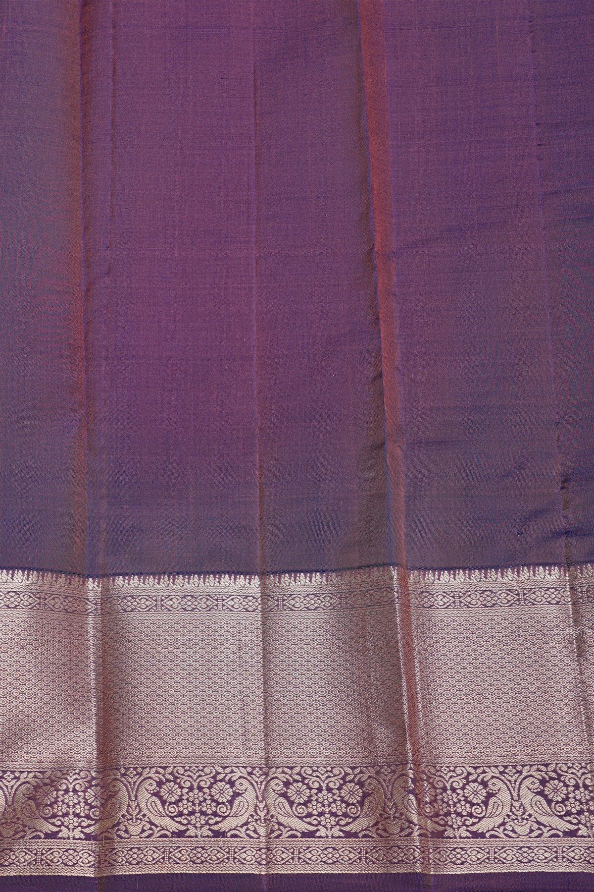 Kancheepuram Silk Baby Pink Saree With Florals And Peacocks Border