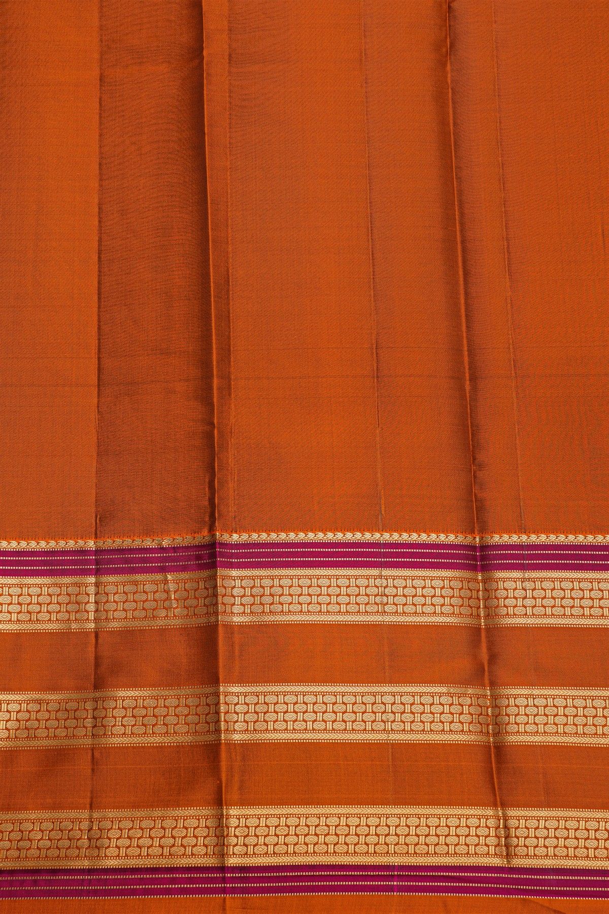 Kancheepuram Silk Bottle Green Saree With Zari Lines And Florals Gap Border