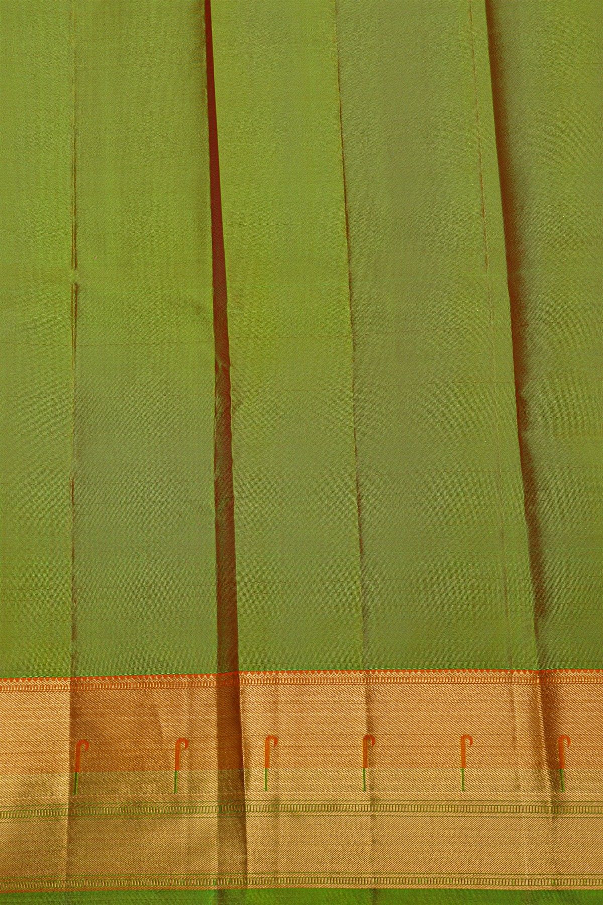 Kancheepuram Silk Orange Saree With Muniya Buttis Border
