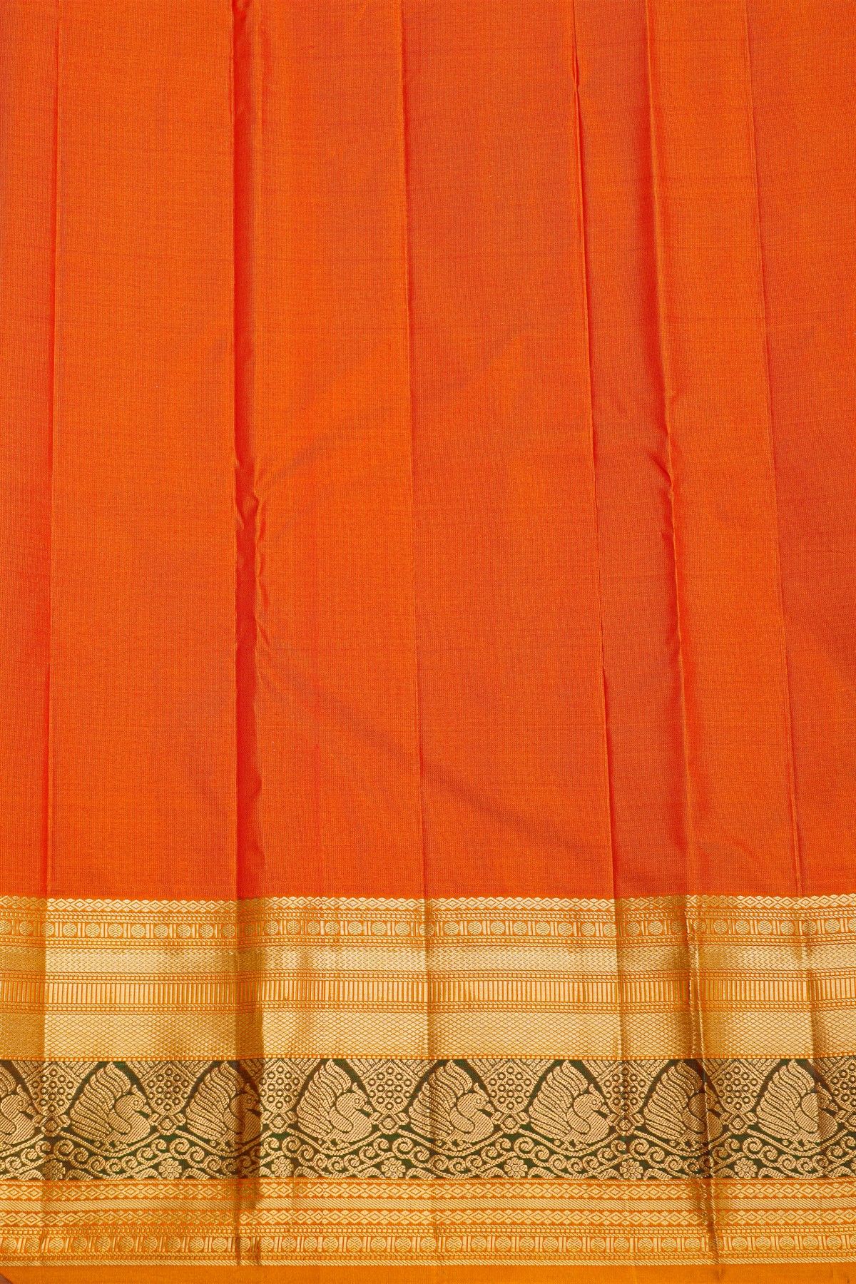 Kancheepuram Silk Red Saree With Florals And Peacocks Border