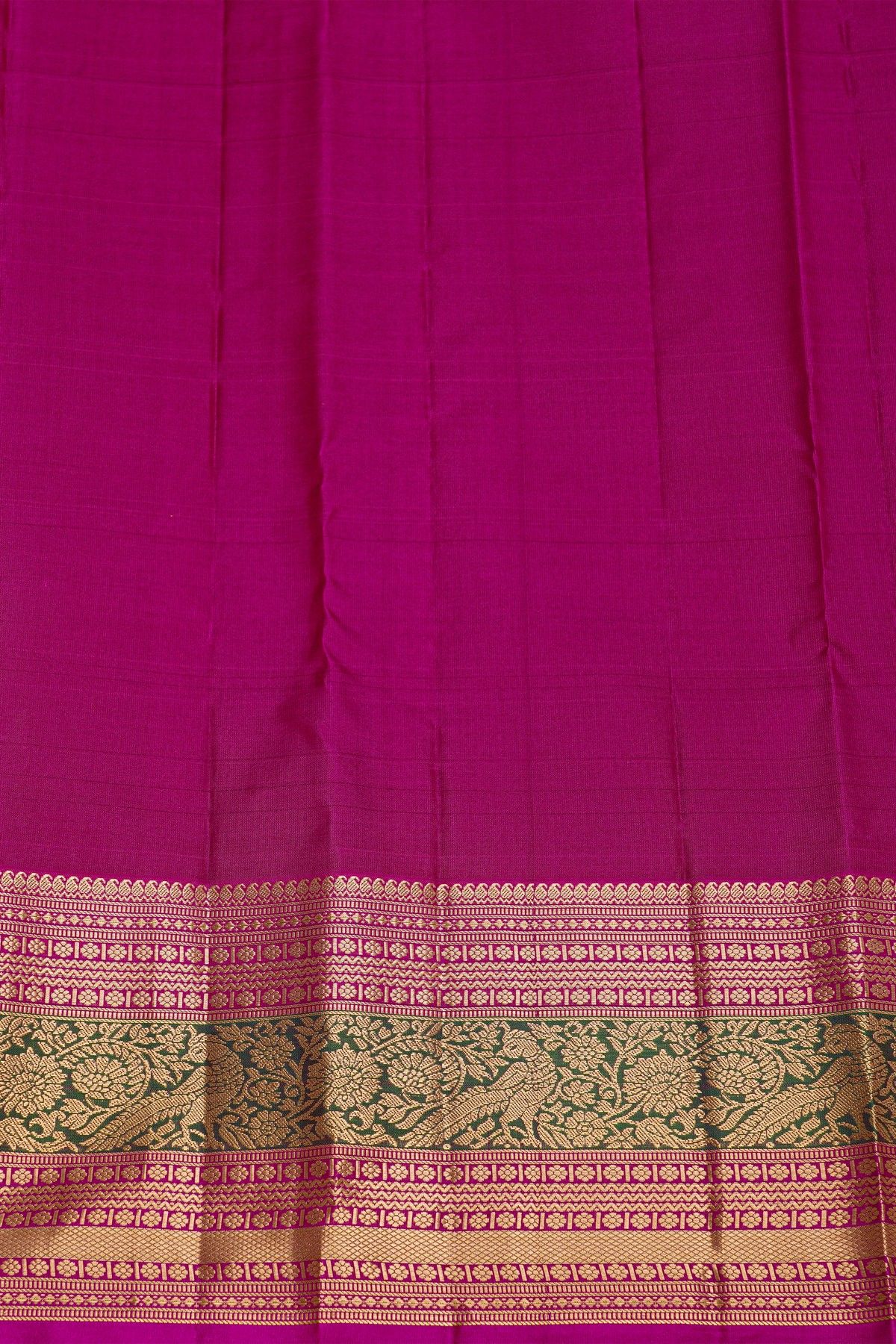 Kancheepuram Silk Rust Orange Saree With Florals And Leaves Jaal With Peacocks Border