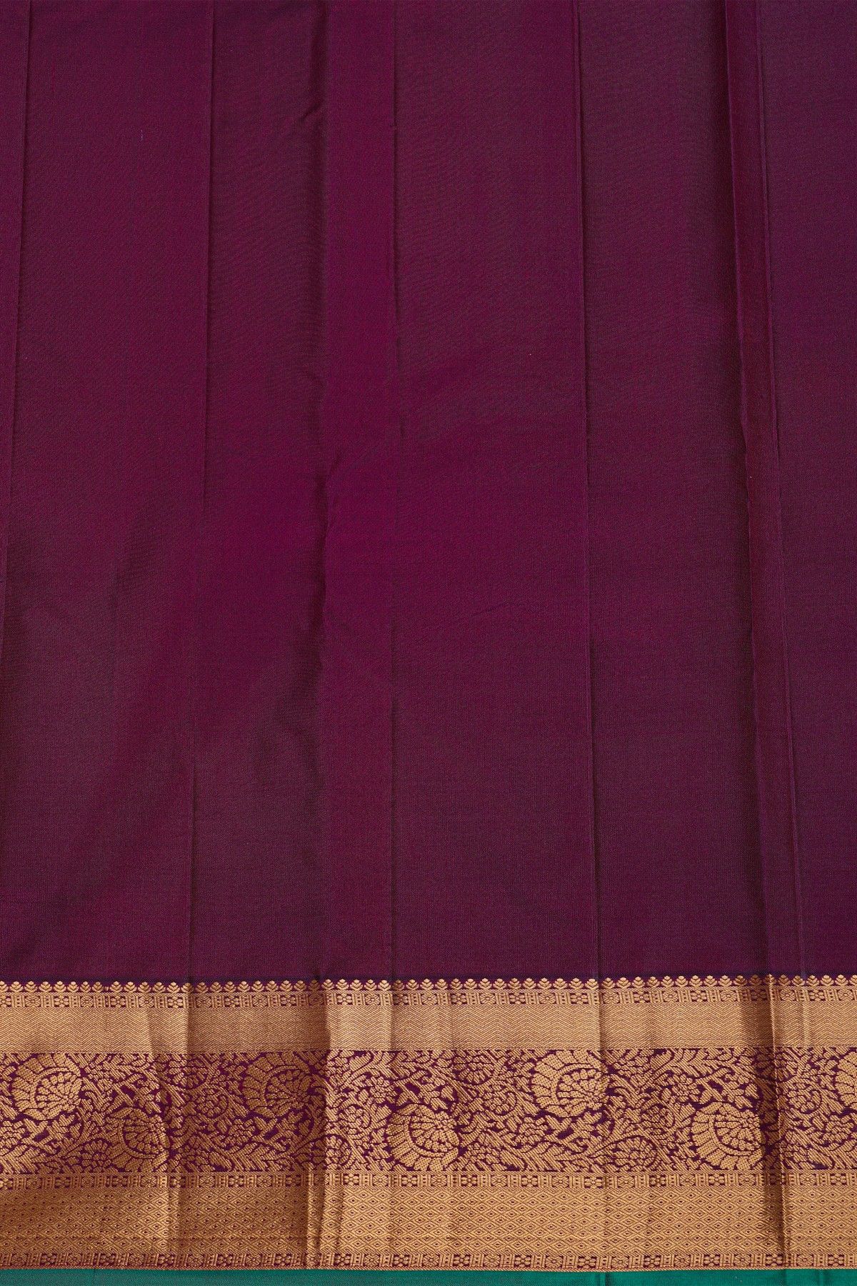 Kancheepuram Silk Rust Purple Saree With Florals And Leaves With Diamonds Border