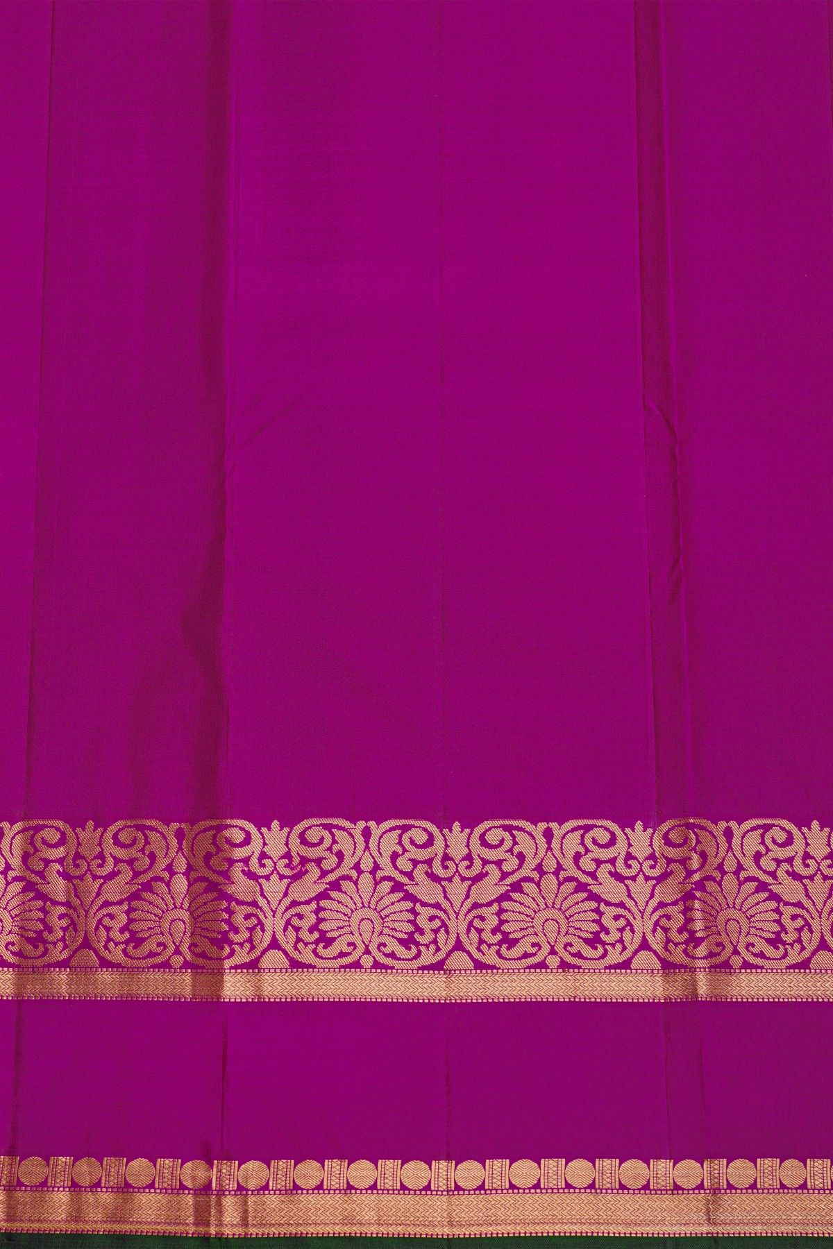 Kancheepuram Silk Violet Saree With Florals And Leaves With Diamonds Gap Border