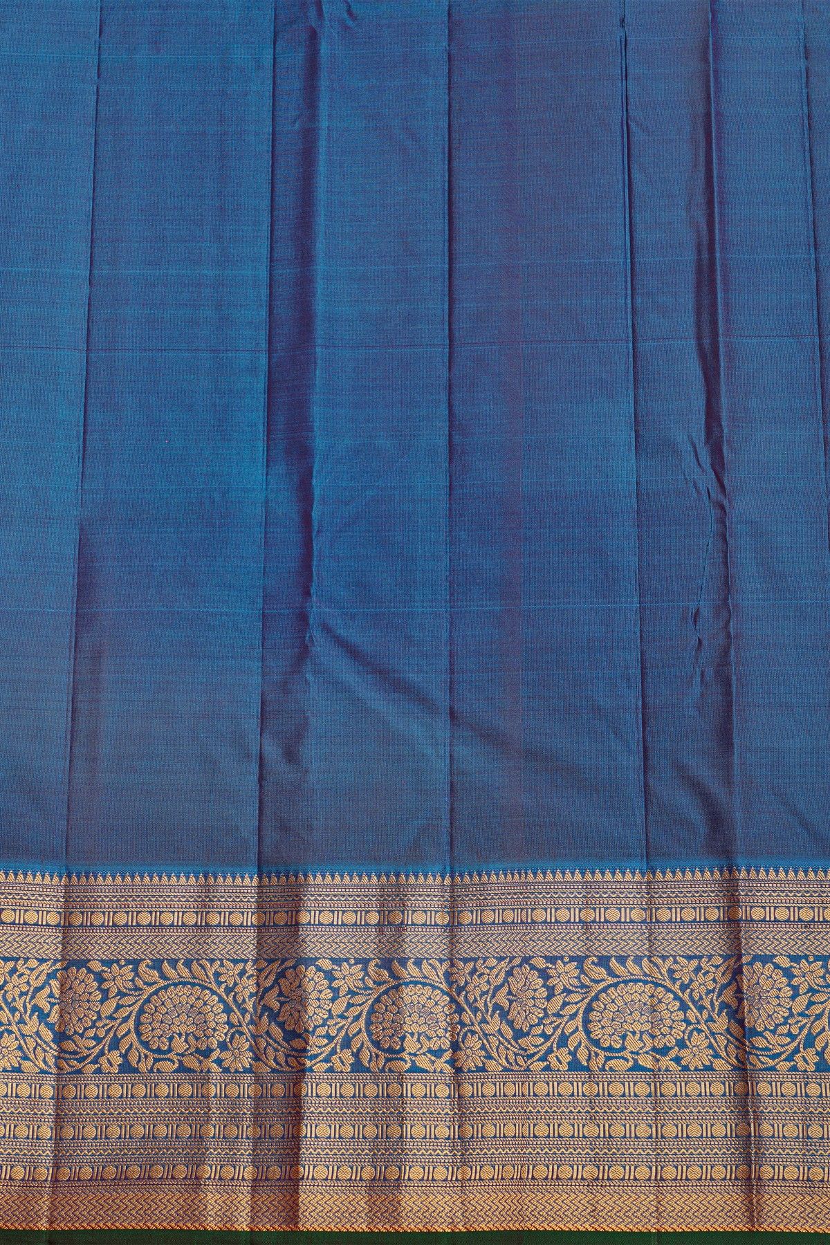 Kancheepuram Silk Purple Saree With Florals And Leaves Border