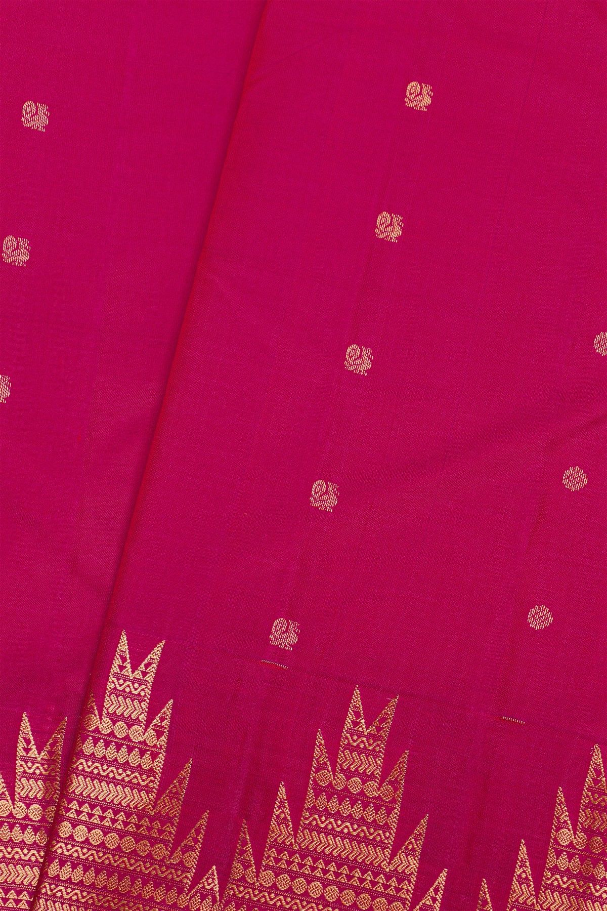 Kancheepuram Silk Magenta Saree With Temple Border