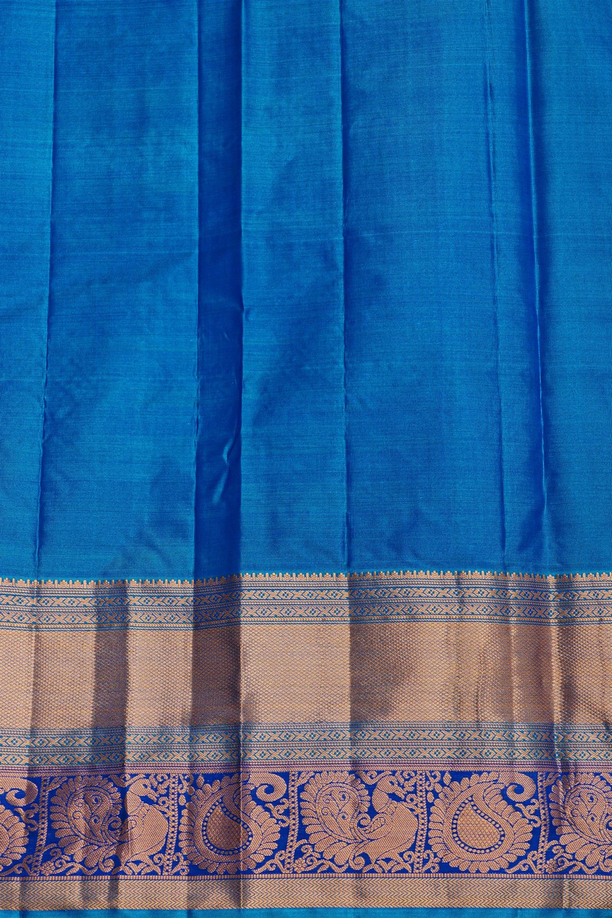 Kancheepuram Silk Peacock Green Saree With Floral Brocade Pallu