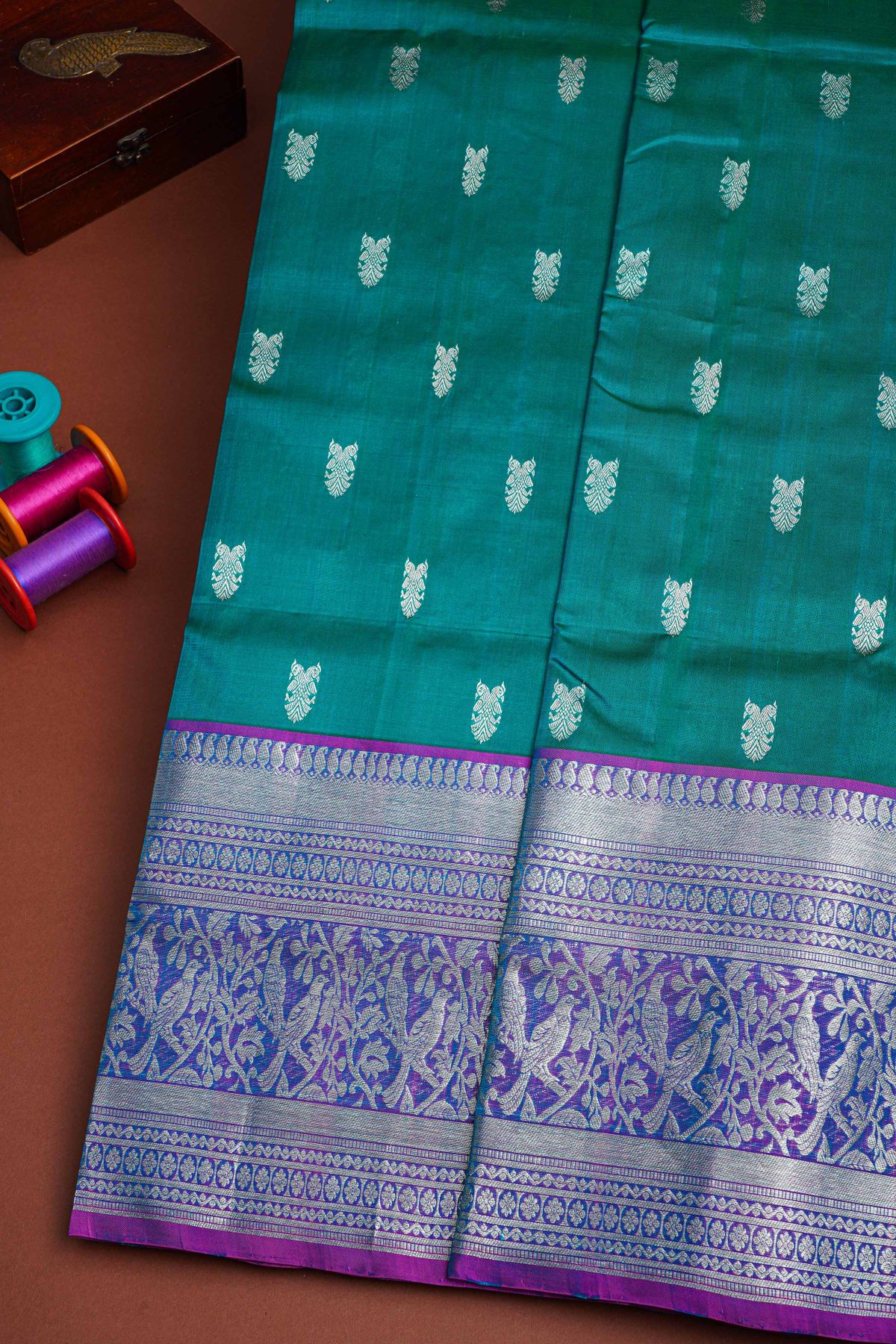 Venkatagiri Silk Peacock Green Saree