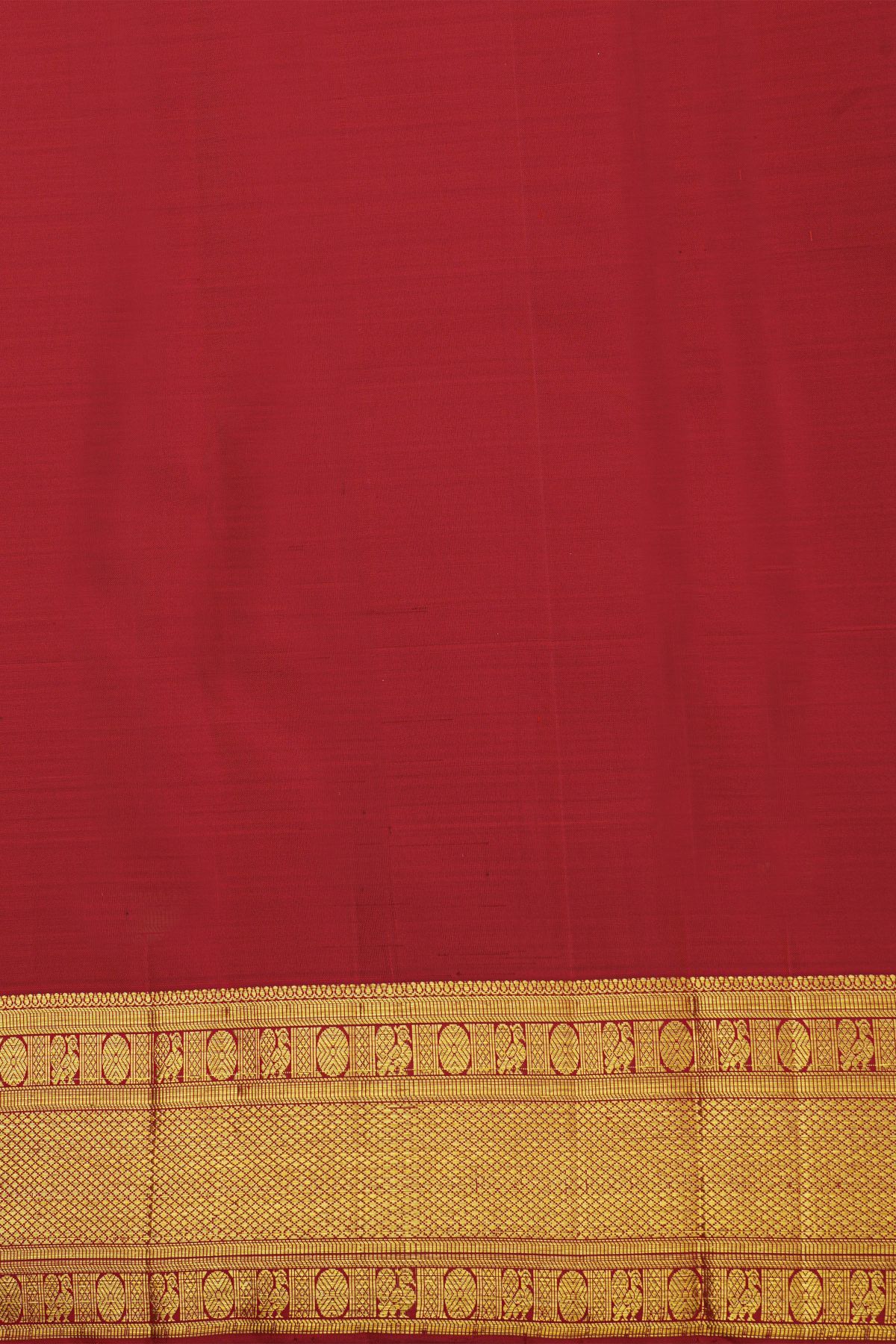 Kancheepuram Silk Red Saree With Florals And Elephants Body