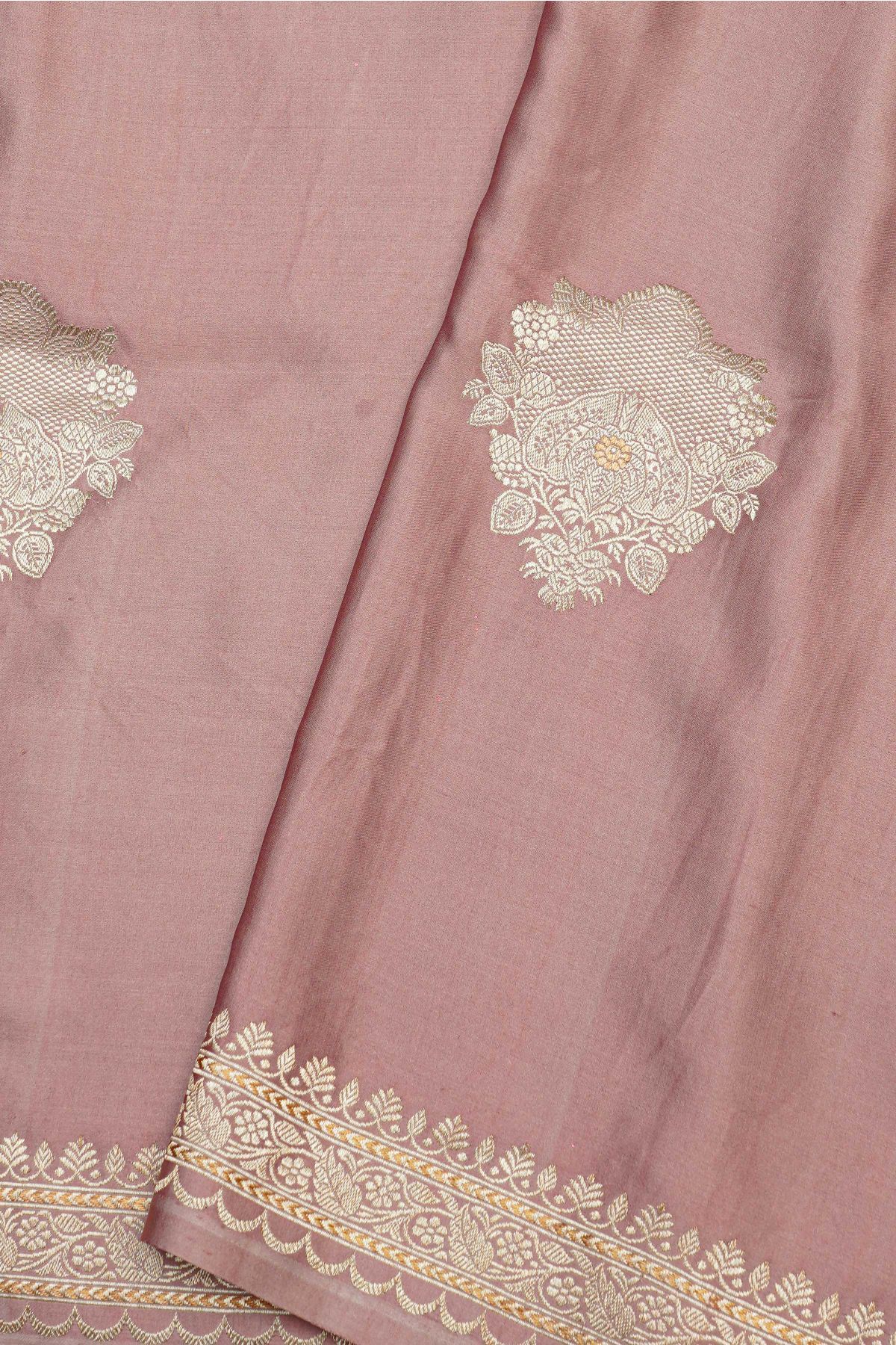 Banarasi Silk Lilac Saree With Florals And Buttis Body