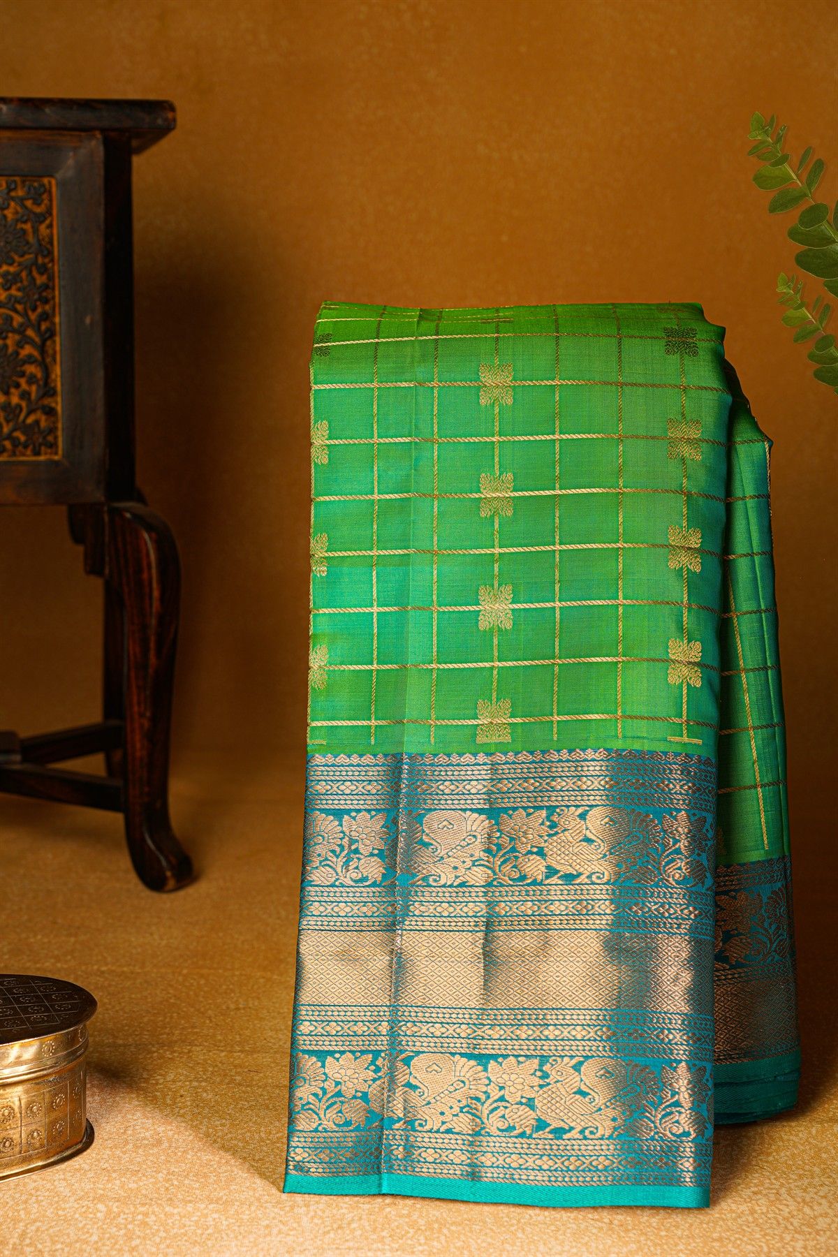 Kuppadam Sico Parrot Green Saree