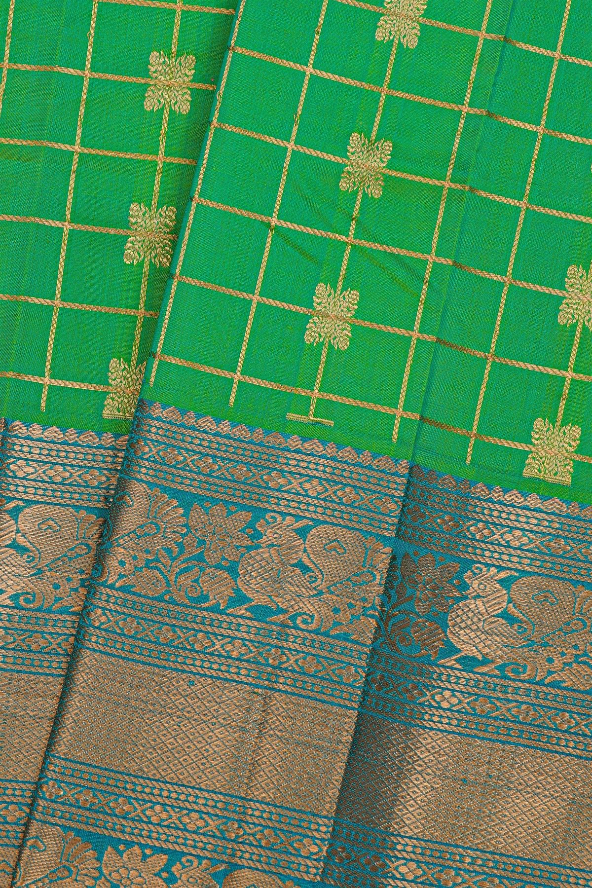 Kuppadam Sico Parrot Green Saree
