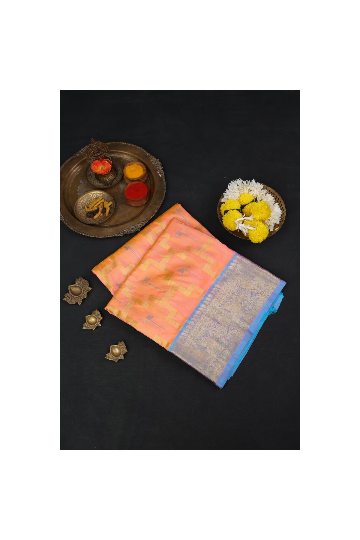 Venkatagiri Silk Light Peach Saree