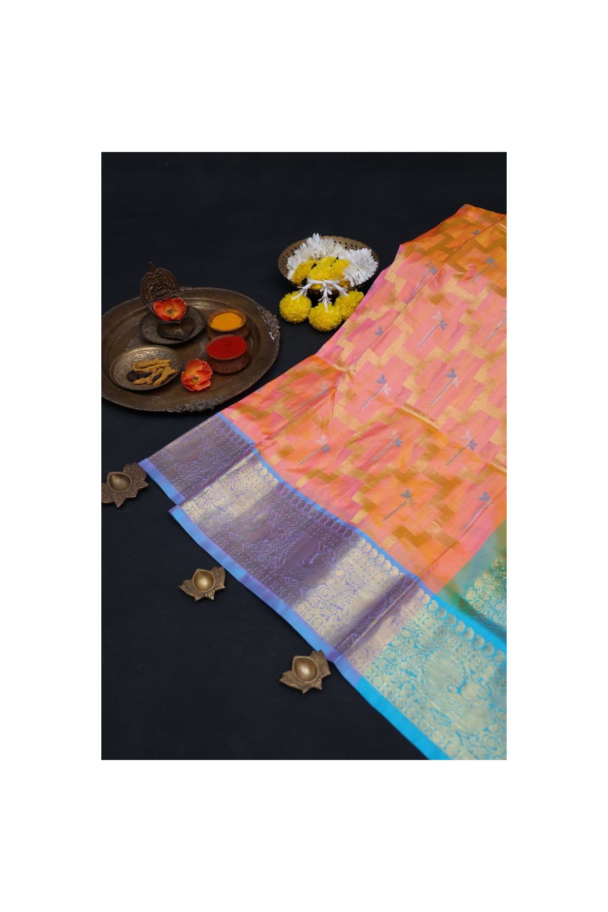 Venkatagiri Silk Light Peach Saree