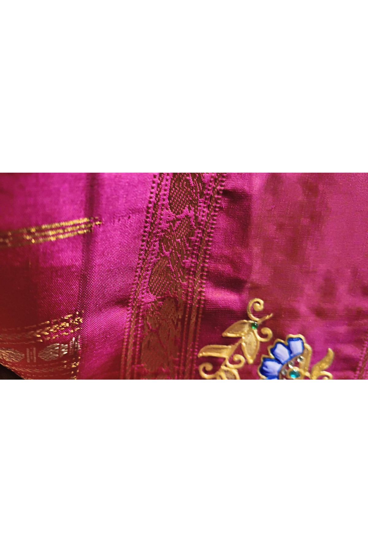 Gadwal Silk Yellow Saree With Tanjore Hand Painted Border