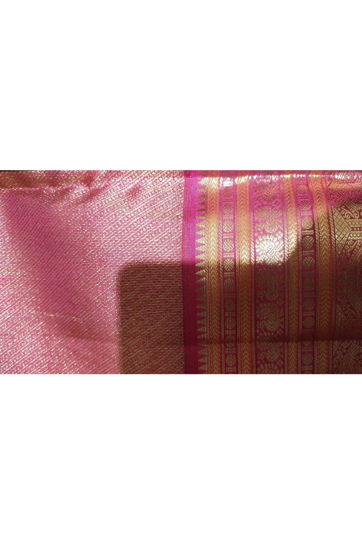 Kancheepuram Silk Bottle Green Saree With Peacocks Body Traditional Gap Border