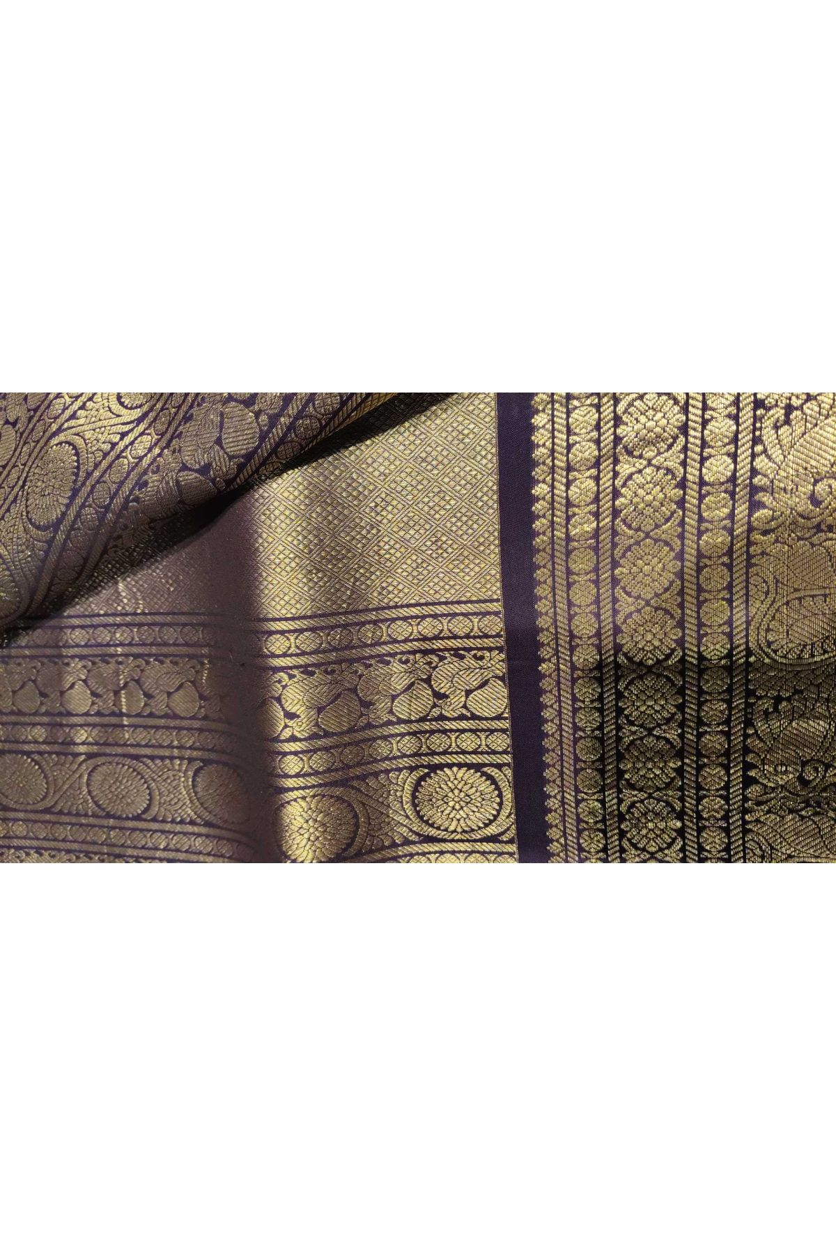 Kalamkari Silk Sky Blue Saree With Peacocks And Florals Border