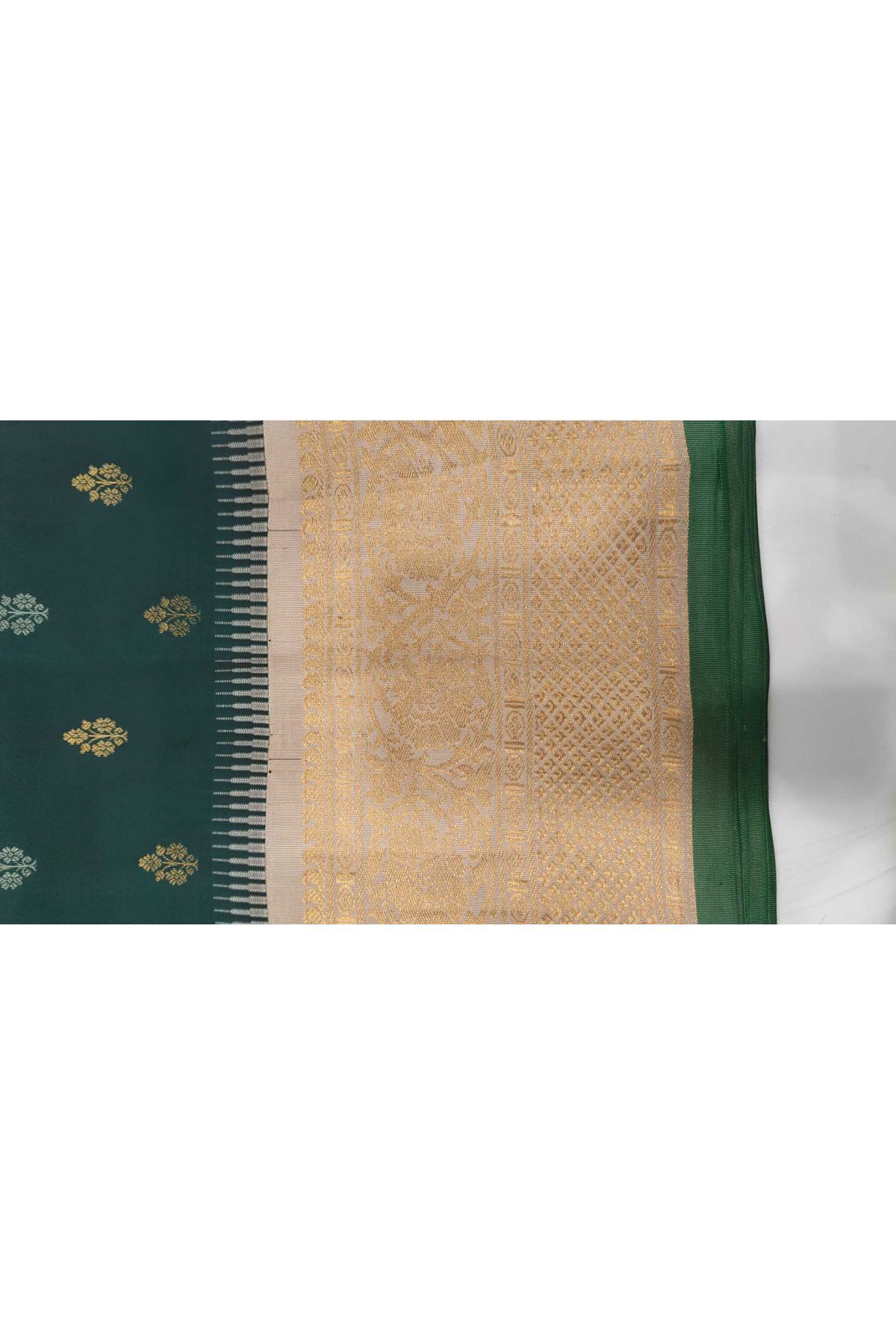 Gadwal Silk Bottle Green Saree