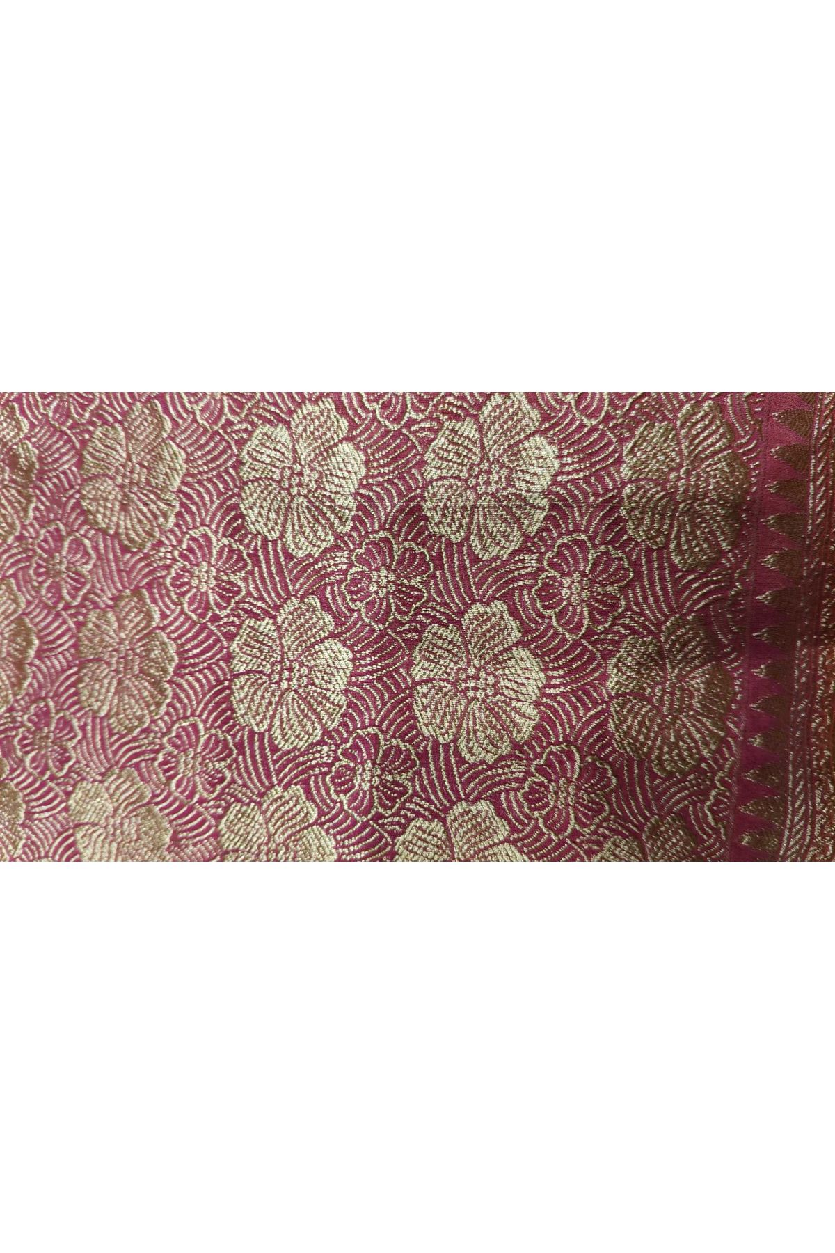 Fancy Georgette Peach Saree With Meenakari Floral Jaal Body And Self Diamonds In Zari And Florals Border