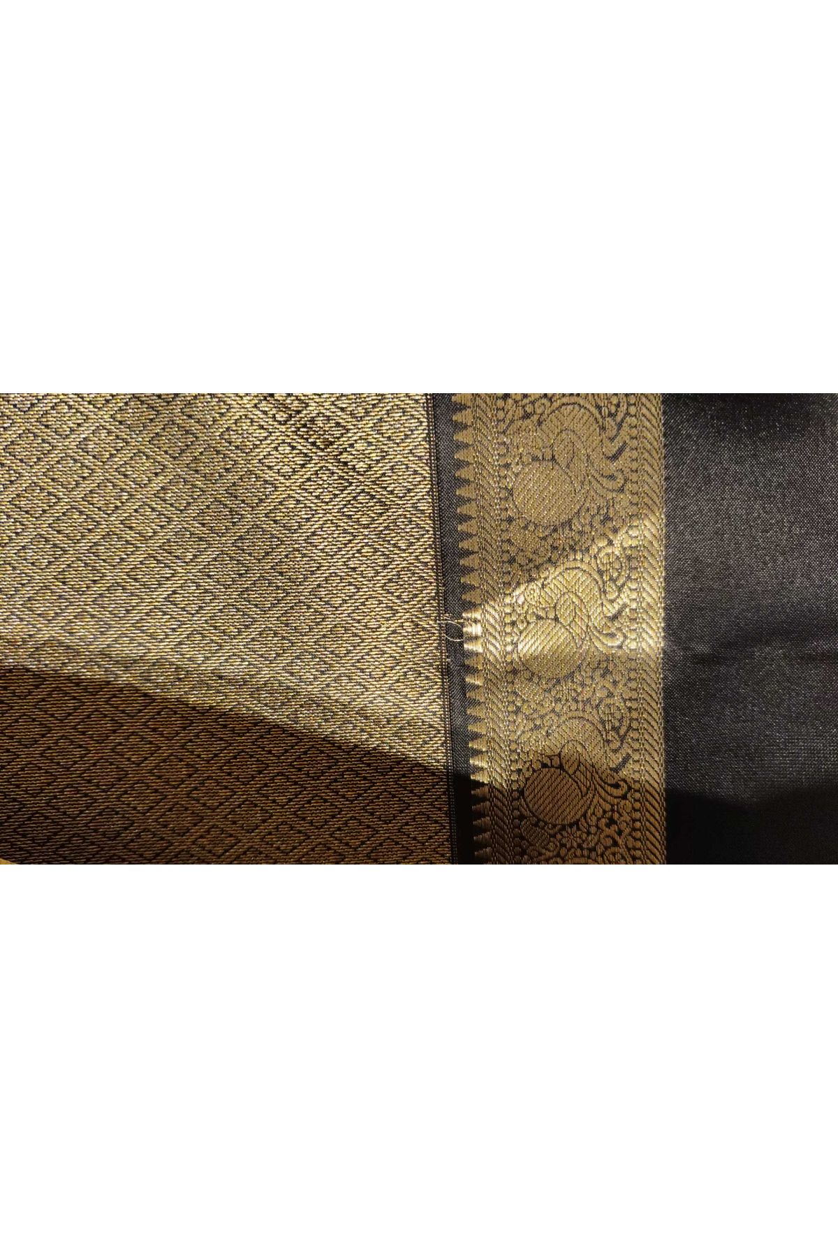 Kancheepruam Silk Rust Saree With Zari Checks Body Gap Border
