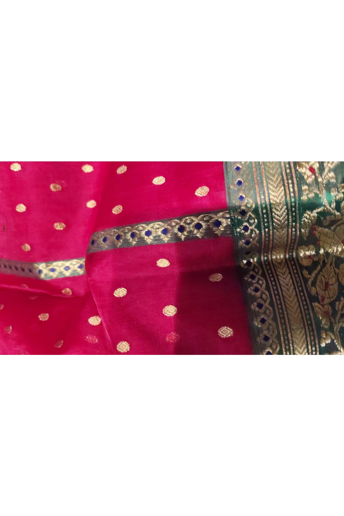 Chanderi Silk Maroon Saree With Florals And Leaves Jaal Border