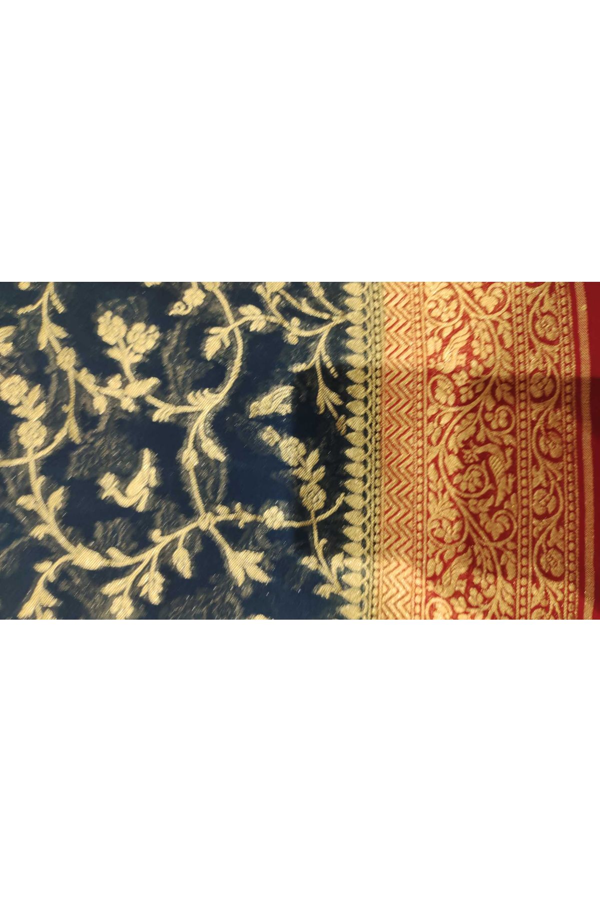 kaddi Georgette Teal Blue Saree