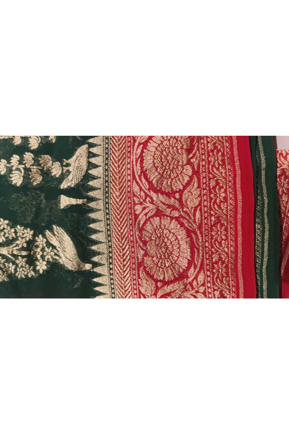 Kaddi Georgette Bottle Green Saree