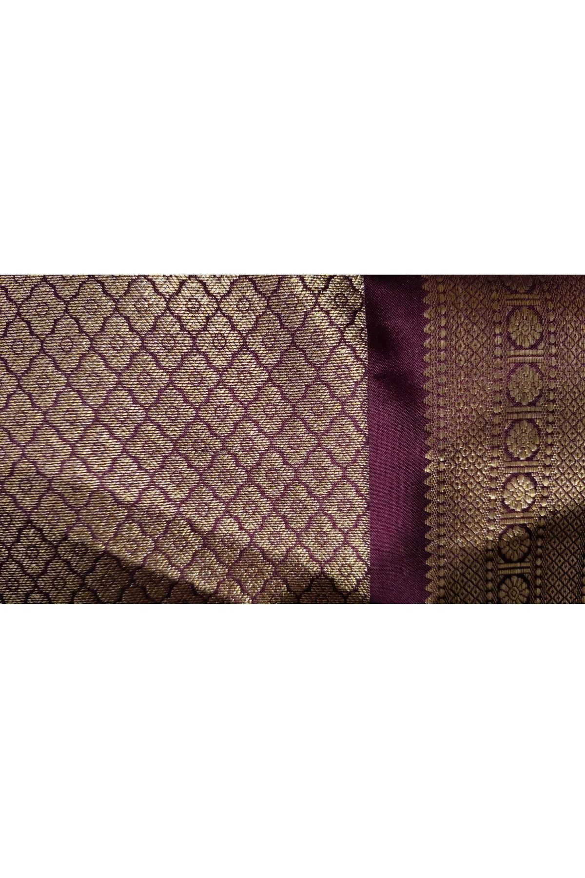 Kancheepuram Silk Dual Colour Saree With Zari Checks Body Contrast Border