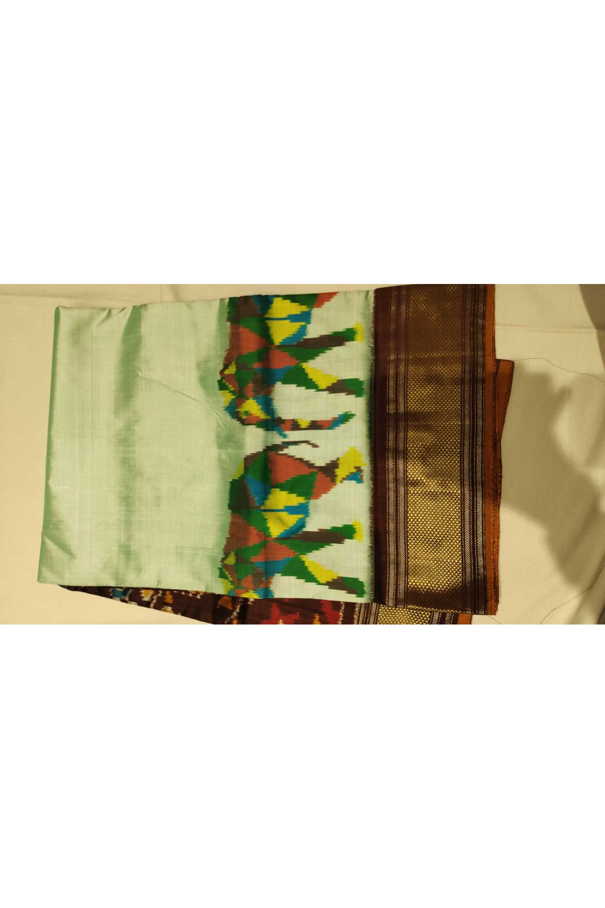 Ikat Silk Sea Green Saree