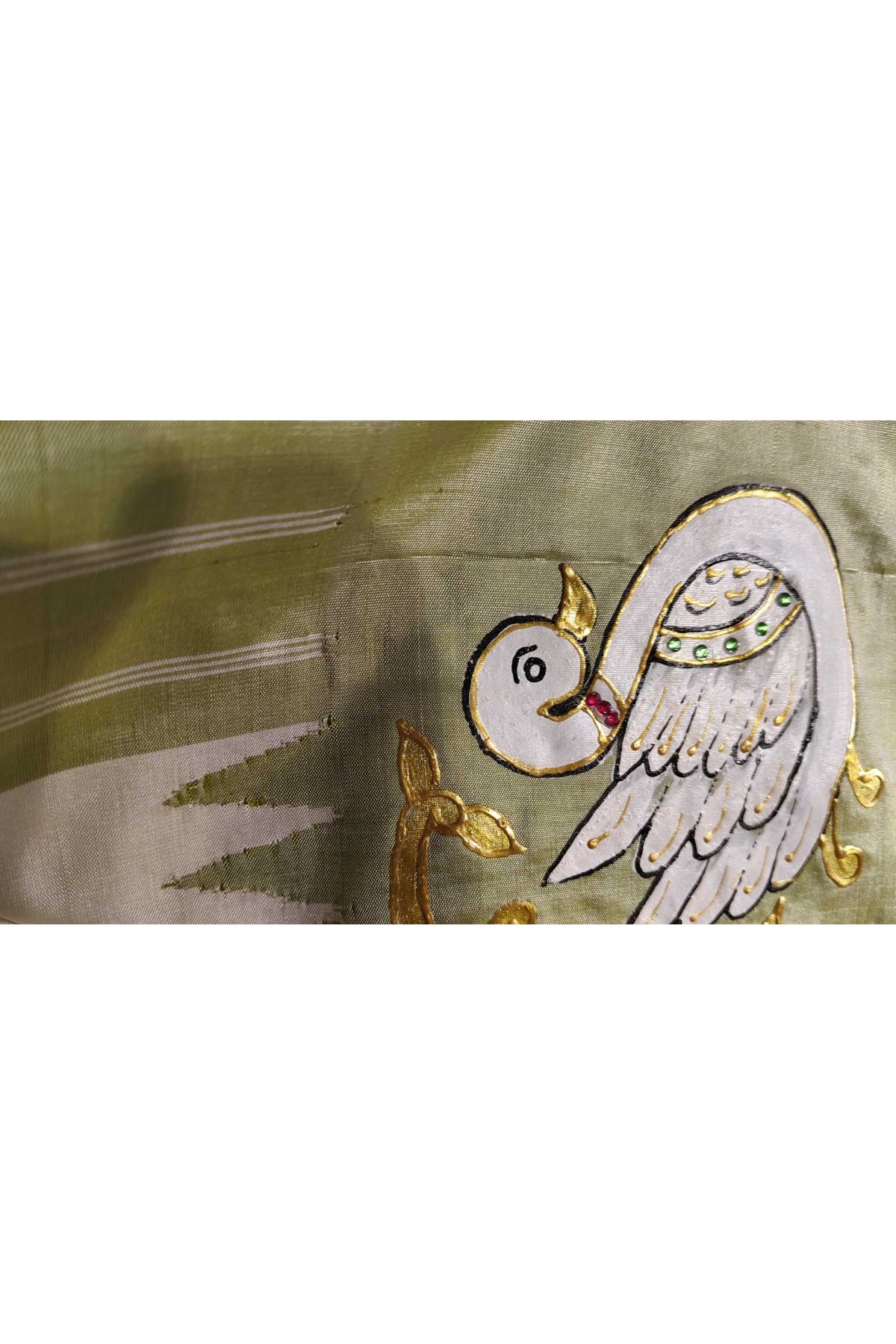 Gadwal Silk Off White Saree With Tanjore Hand Painted Border