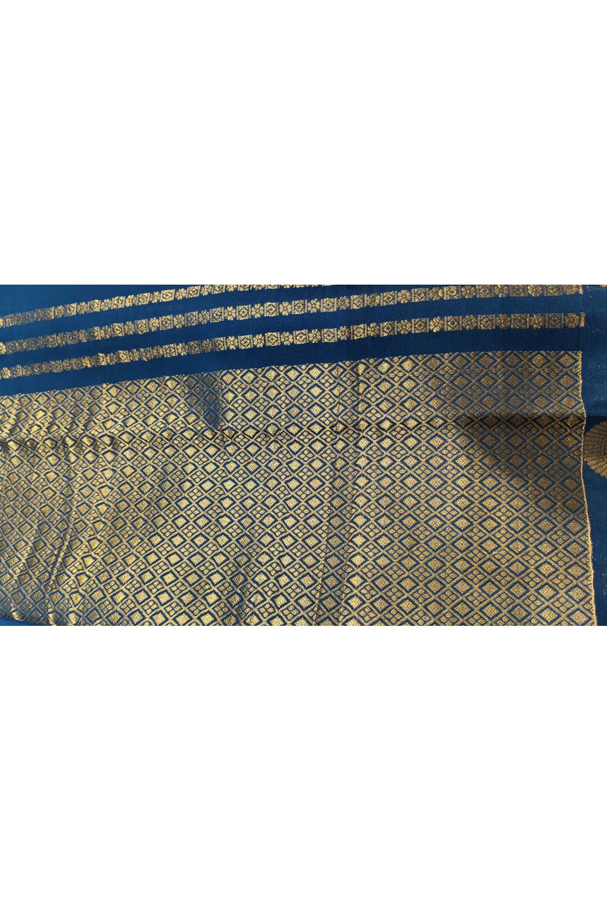 Mysore Crepe Teal Blue Saree