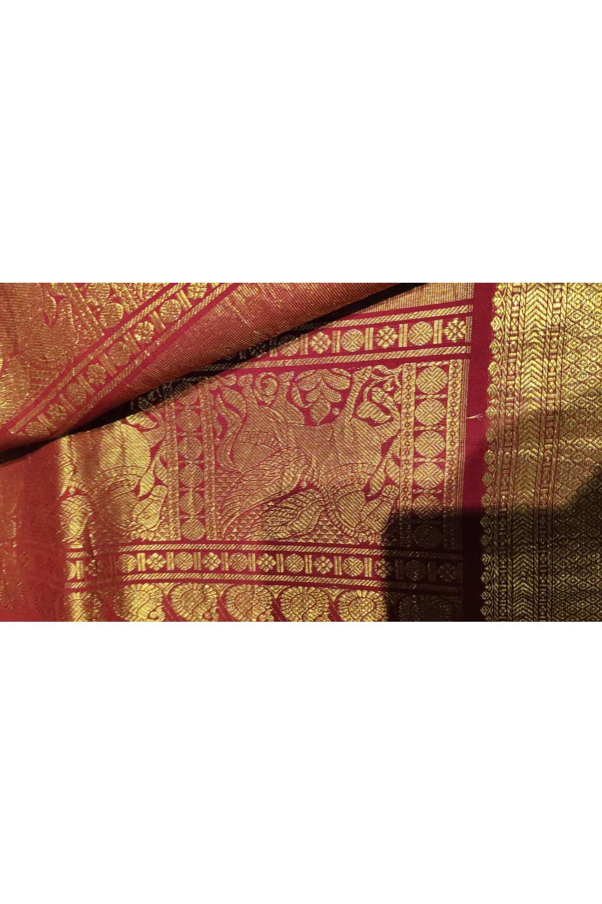 Kalamkari Silk Multi Colour Saree With Diamonds Zari Border