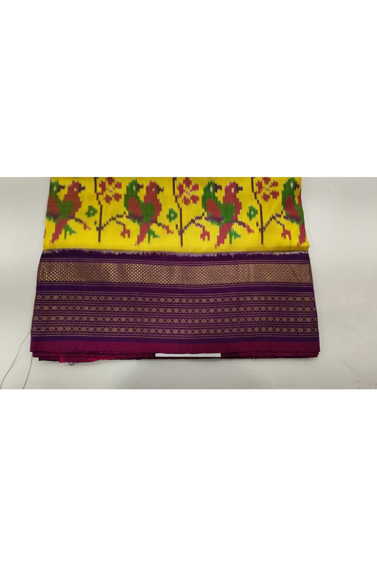 Ikat Silk Yellow Saree