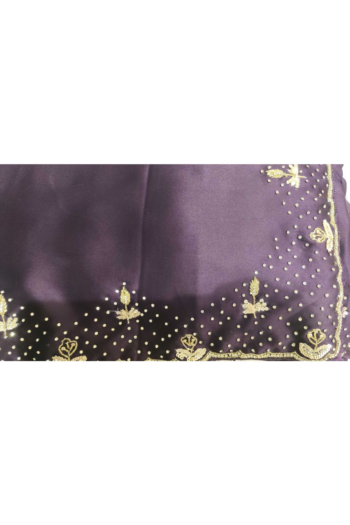 Designer Crepe Purple Saree With Florals And Diamonds With Kardhana Work Border