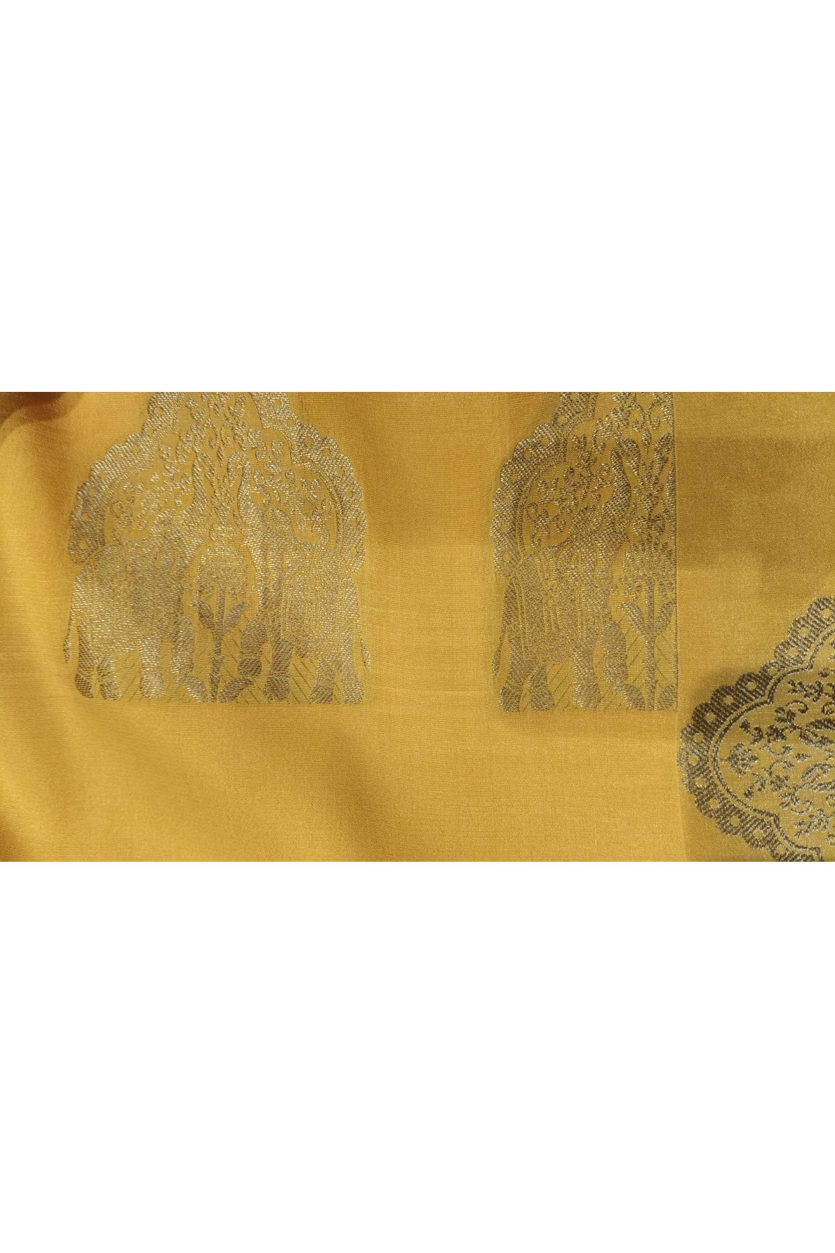 Mysore Crepe Yellow Saree