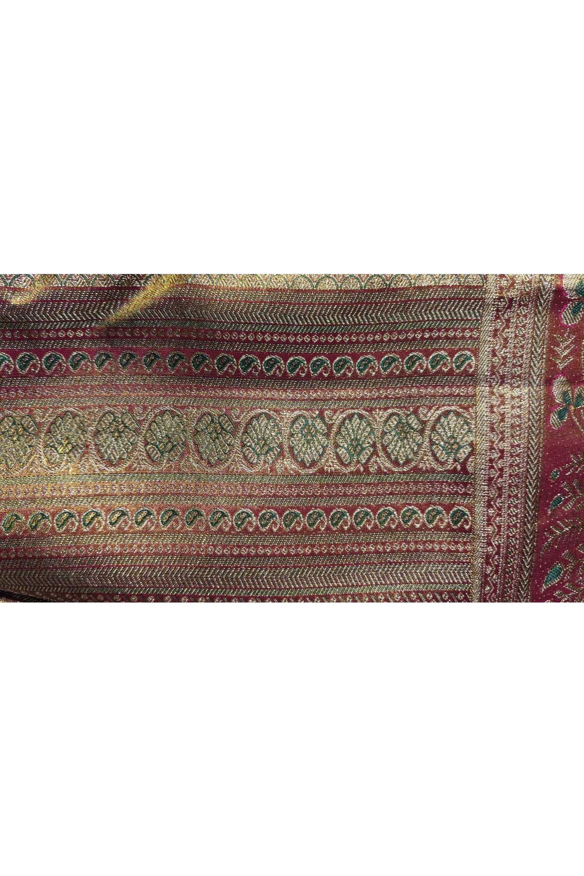 Kancheepuram Tissue Lavender Saree With All Over Meenakari Body