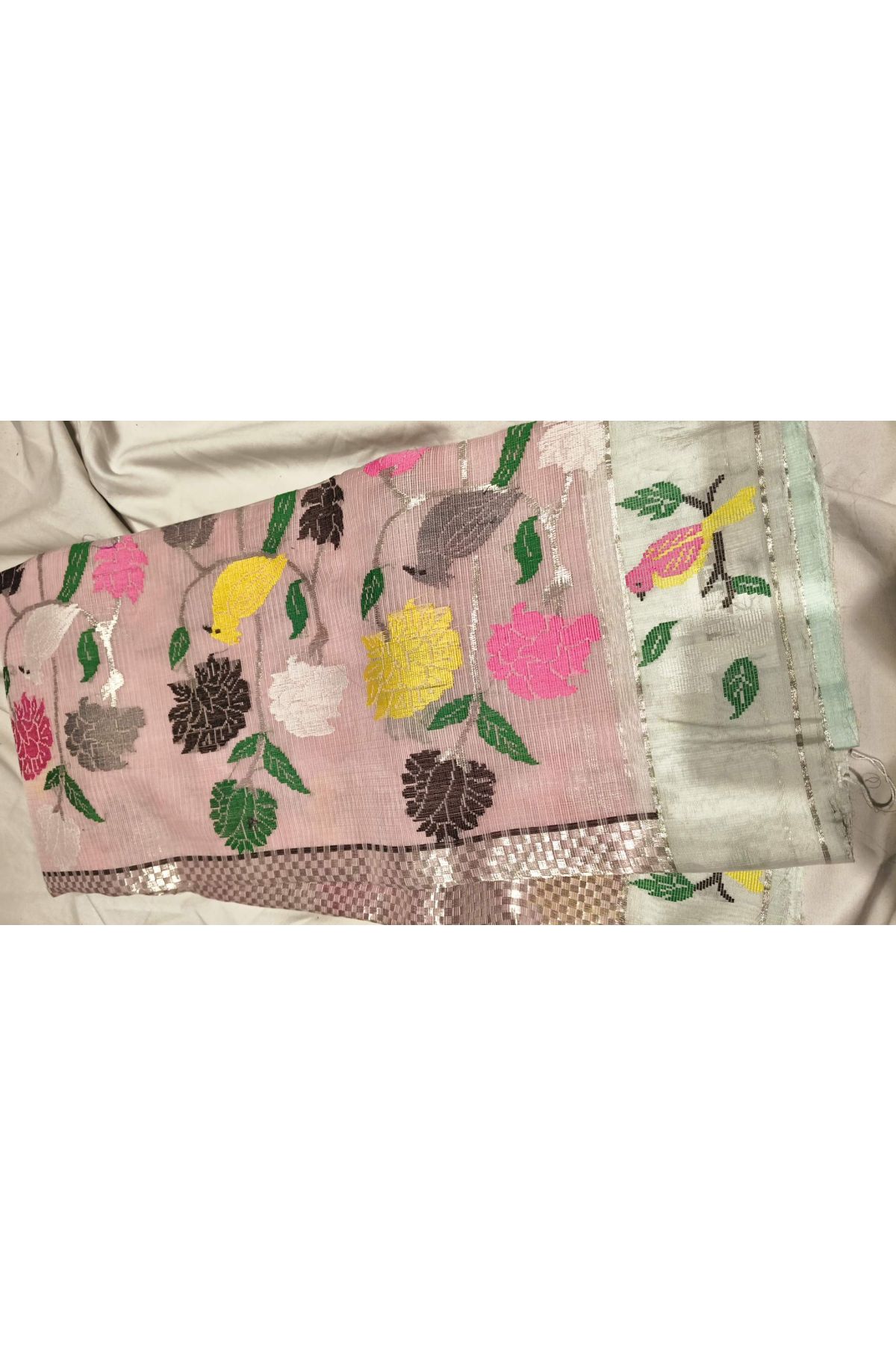Zari Kota Cotton Baby Pink Saree