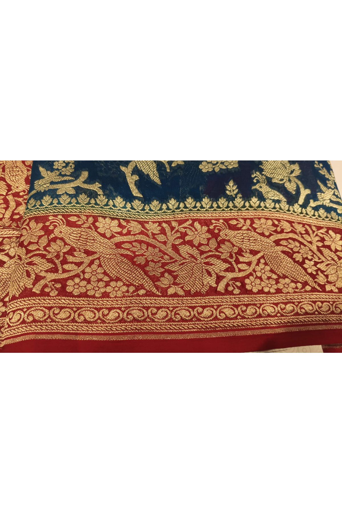 Kaddi Georgette Teal Blue Saree