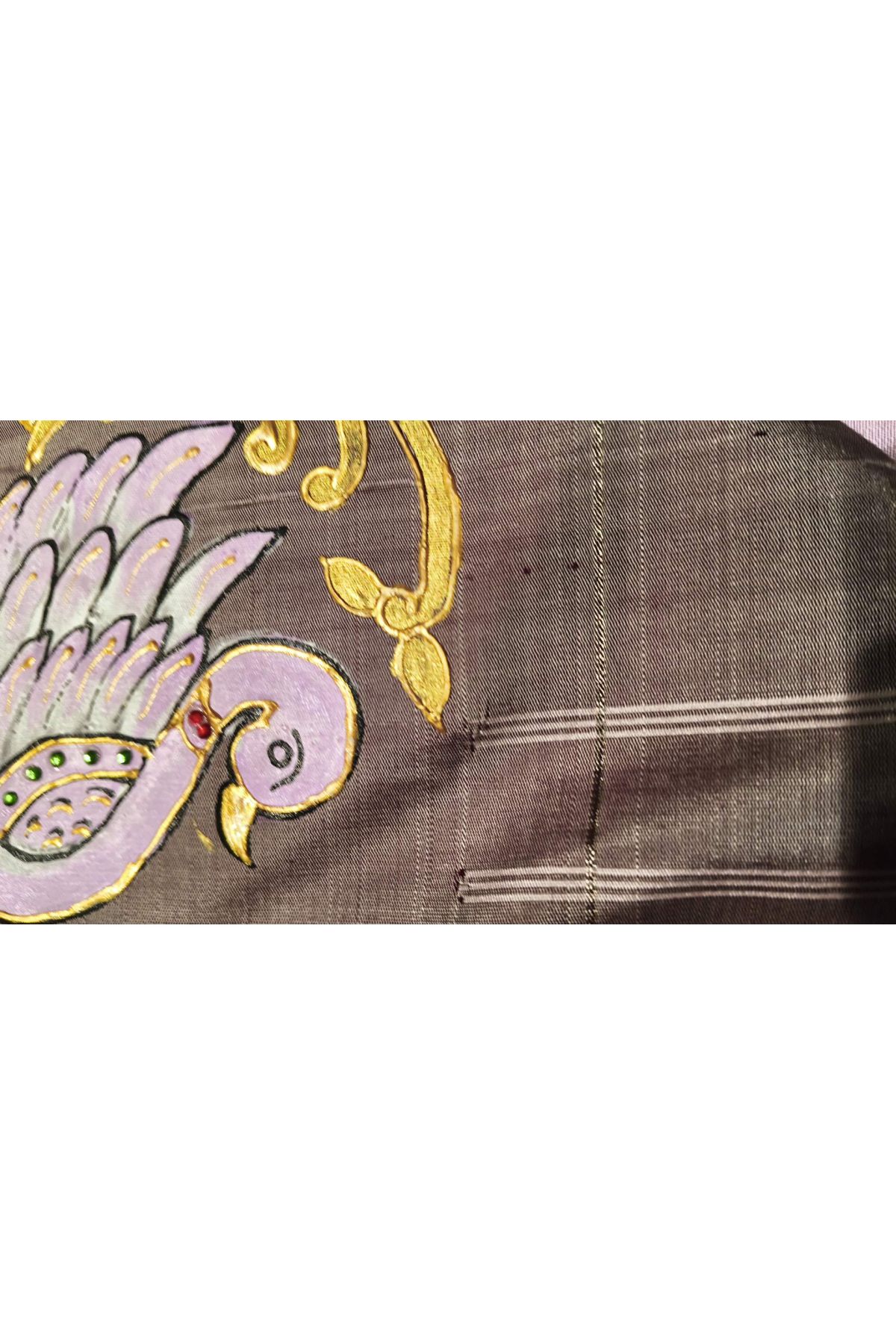 Gadwal Silk Dusty Pink Saree With Tanjore Hand Painted Border
