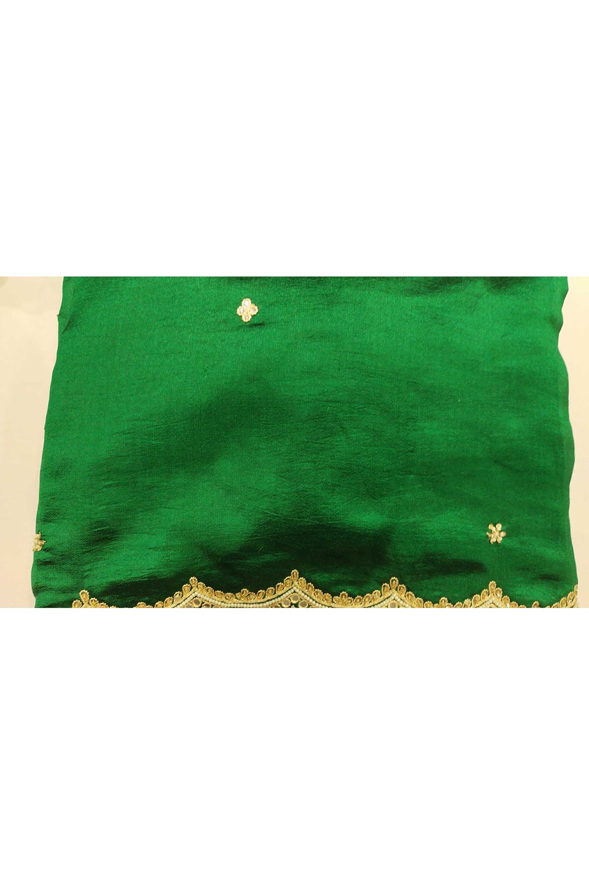 Fancy Tussar Bottle Green Saree