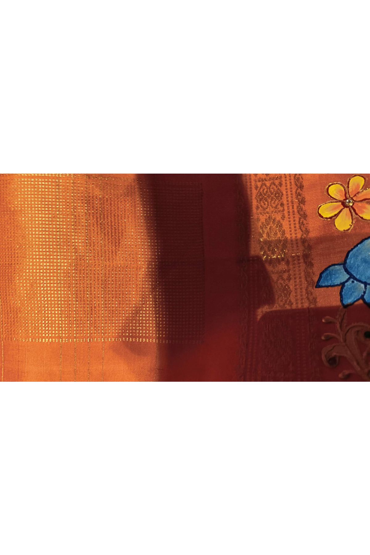 Gadwal Silk Brown Saree With Tanjore Hand Painted Border