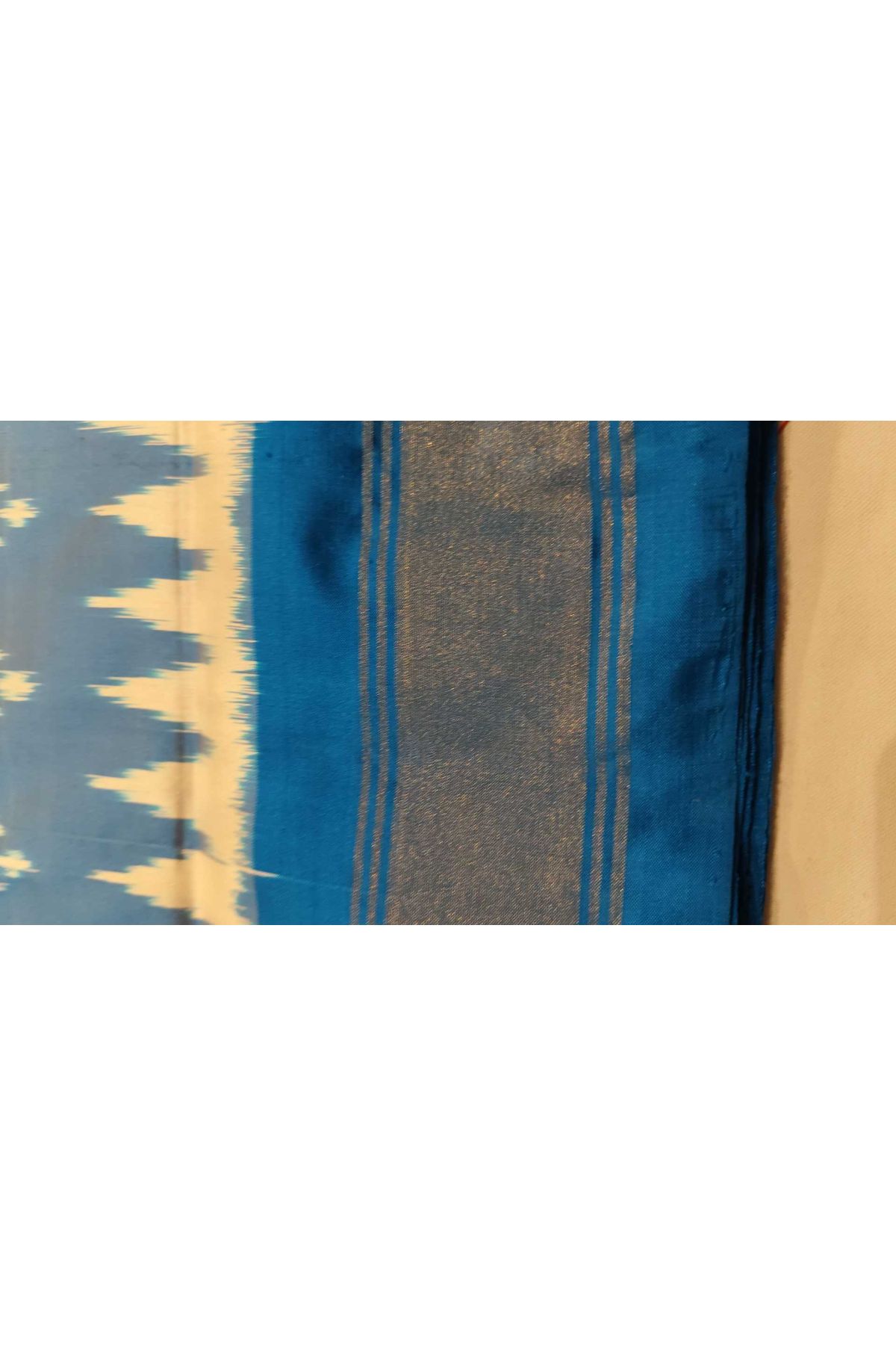 Ikat Silk Sky Blue Saree